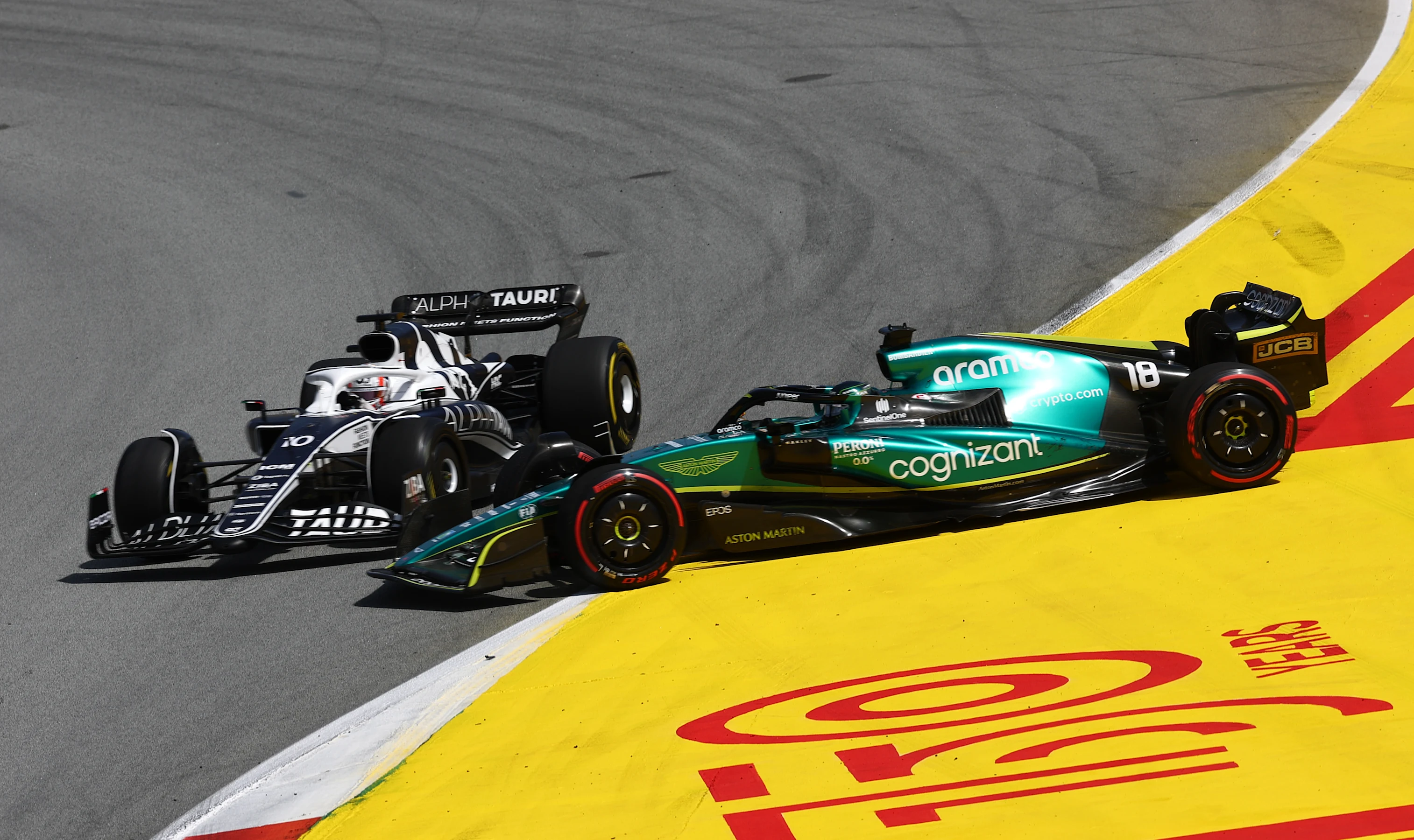 BARCELONA, SPAIN - MAY 22: Pierre Gasly of France driving the (10) Scuderia AlphaTauri AT03 and