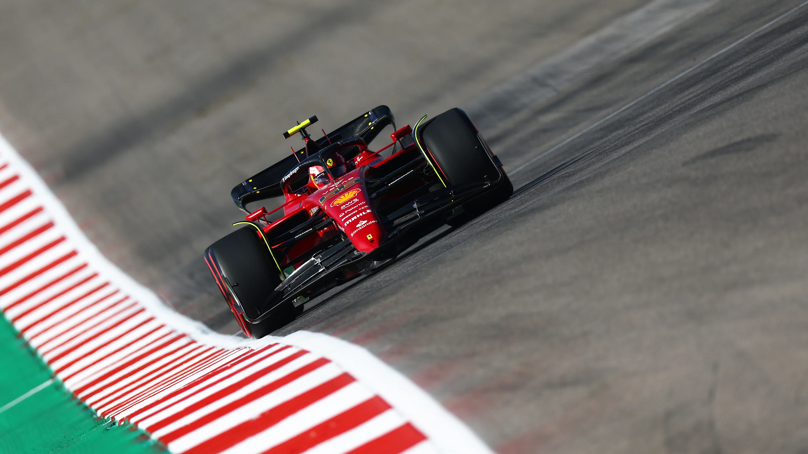 AUSTIN, TEXAS - OCTOBER 21: Carlos Sainz of Spain driving (55) the Ferrari F1-75 on track during