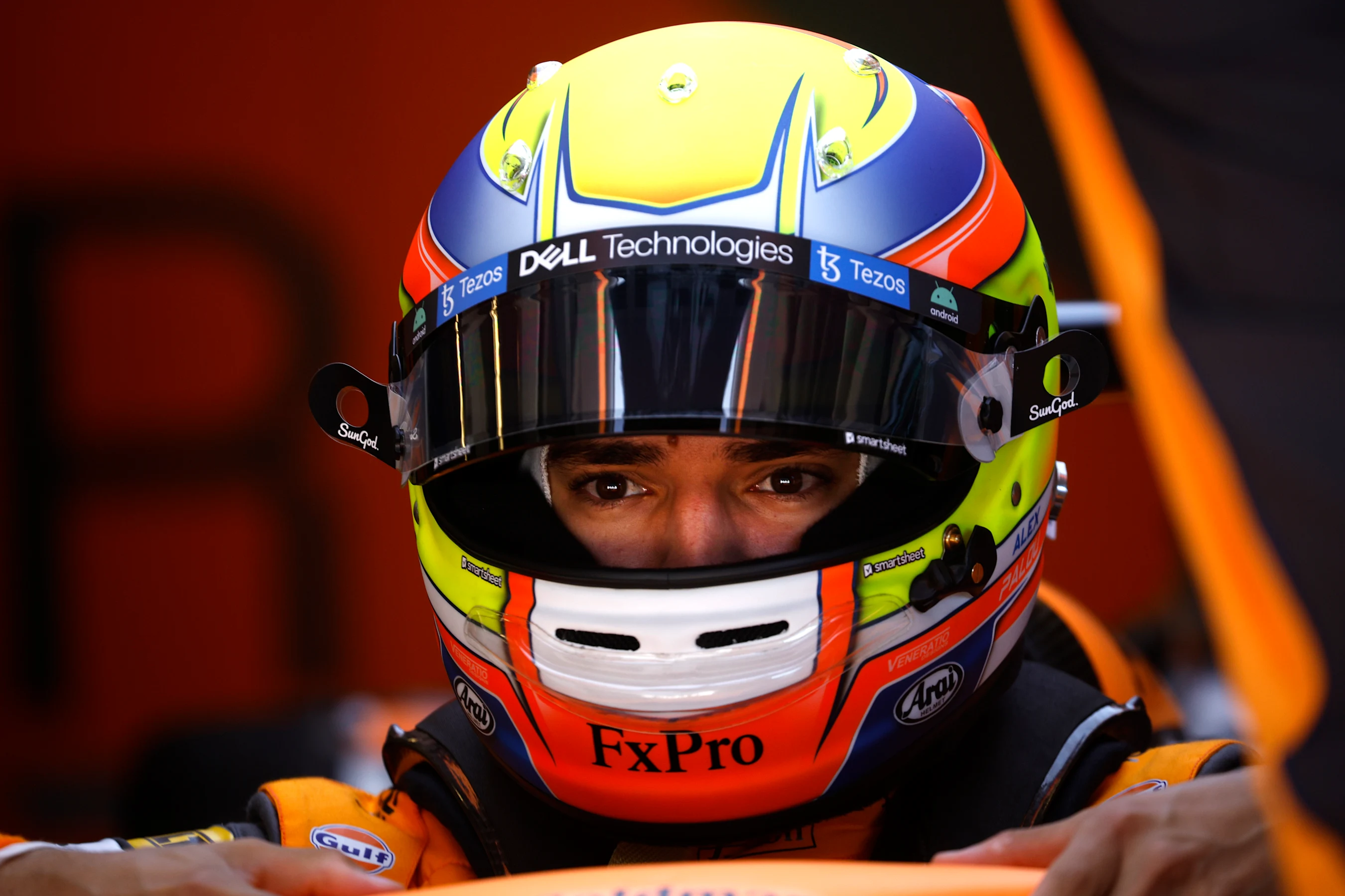 AUSTIN, TEXAS - OCTOBER 21: Alex Palou of Spain and McLaren prepares to drive in the garage during