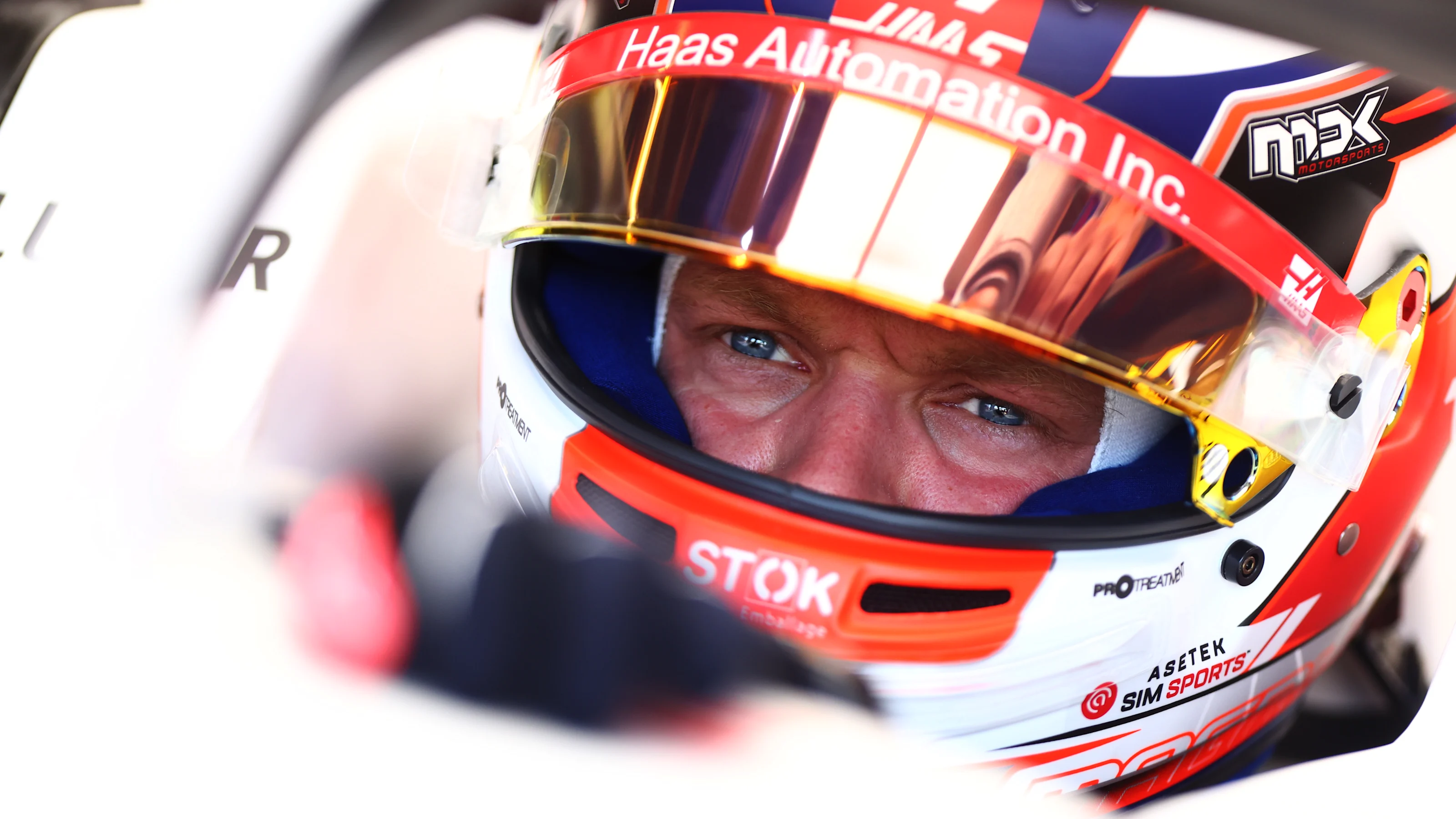 AUSTIN, TEXAS - OCTOBER 22: Kevin Magnussen of Denmark and Haas F1 prepares to drive in the garage
