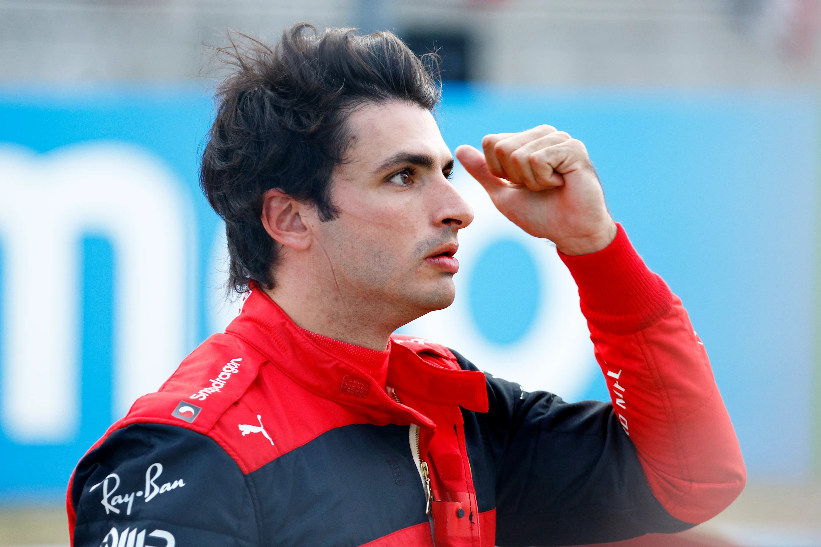 AUSTIN, TEXAS - OCTOBER 22: Pole position qualifier Carlos Sainz of Spain and Ferrari looks on in