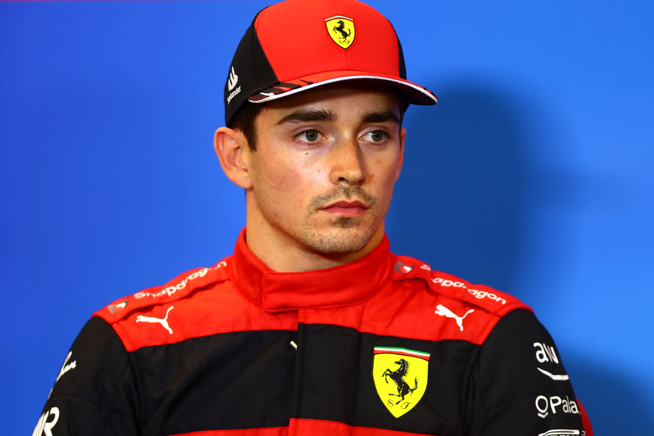 AUSTIN, TEXAS - OCTOBER 22: Second placed qualifier Charles Leclerc of Monaco and Ferrari attends