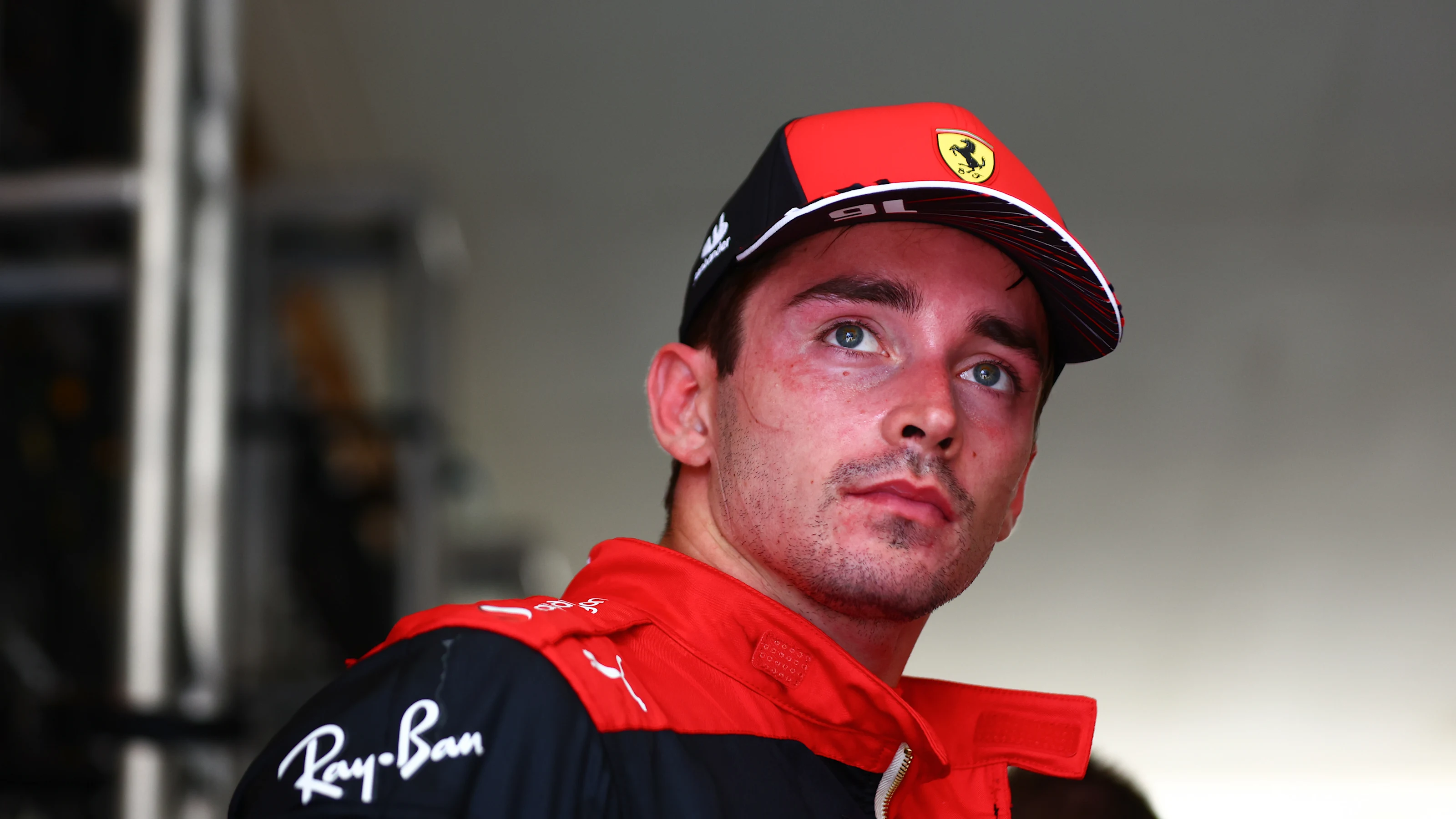 AUSTIN, TEXAS - OCTOBER 23: Third placed Charles Leclerc of Monaco and Ferrari looks on in parc