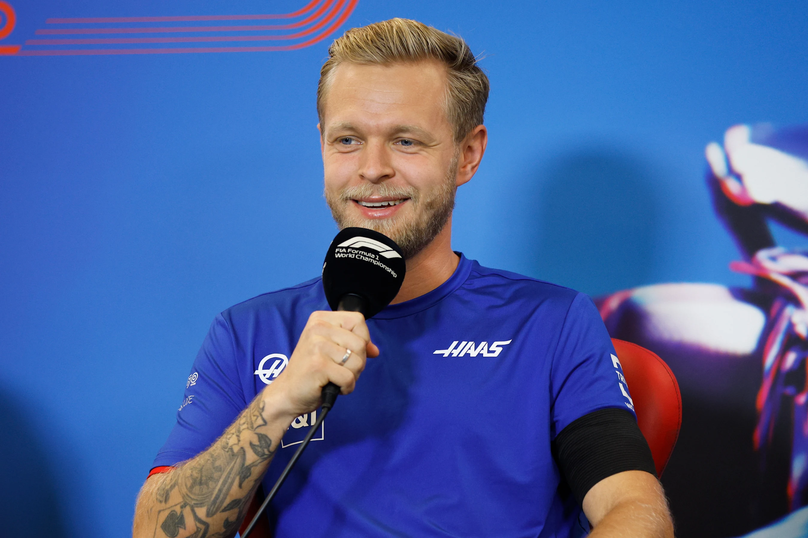 AUSTIN, TEXAS - OCTOBER 20: Kevin Magnussen of Denmark and Haas F1 attends the Drivers Press