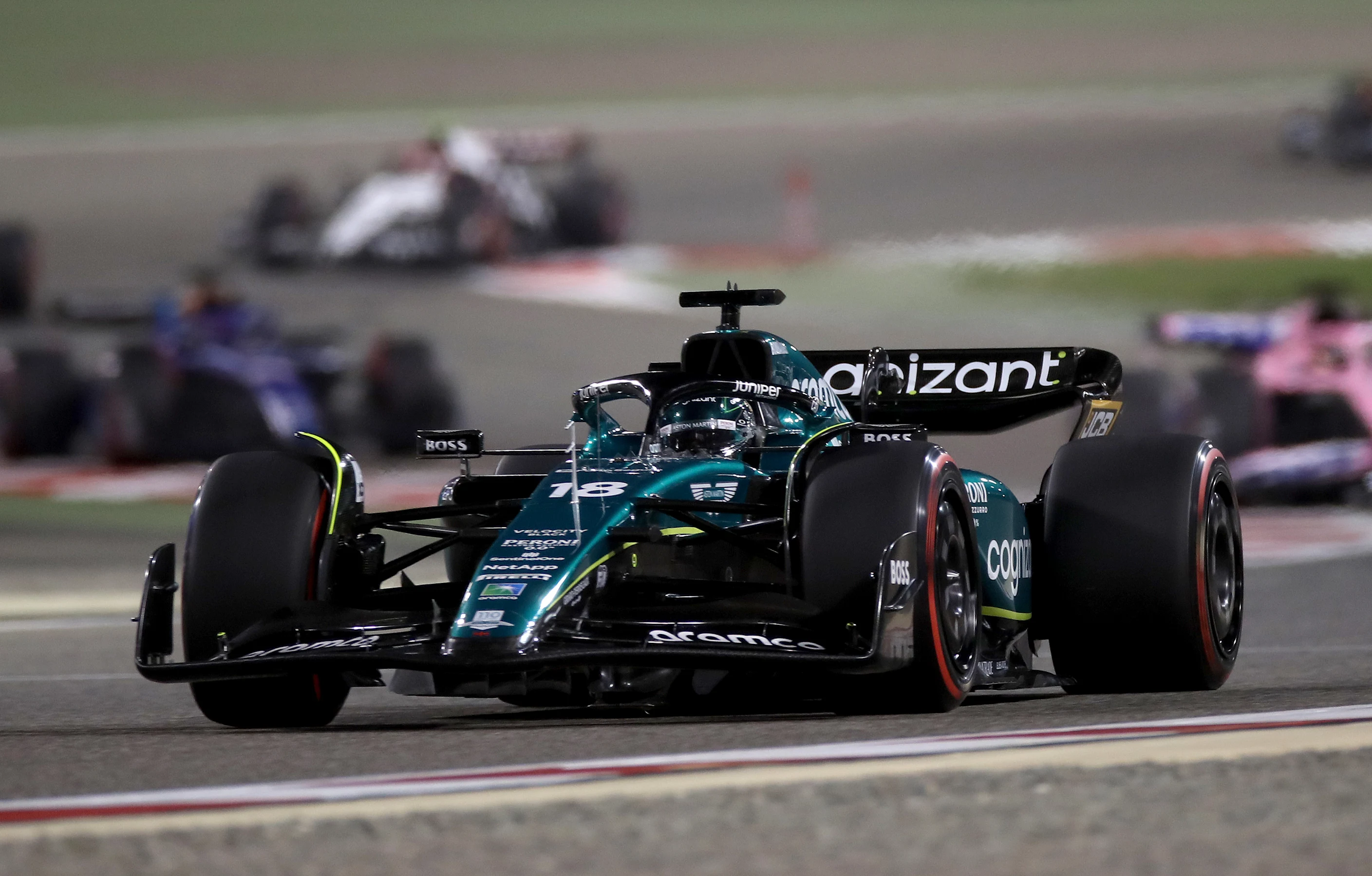 BAHRAIN, BAHRAIN - MARCH 05: Lance Stroll of Canada driving the (18) Aston Martin AMR23 Mercedes on
