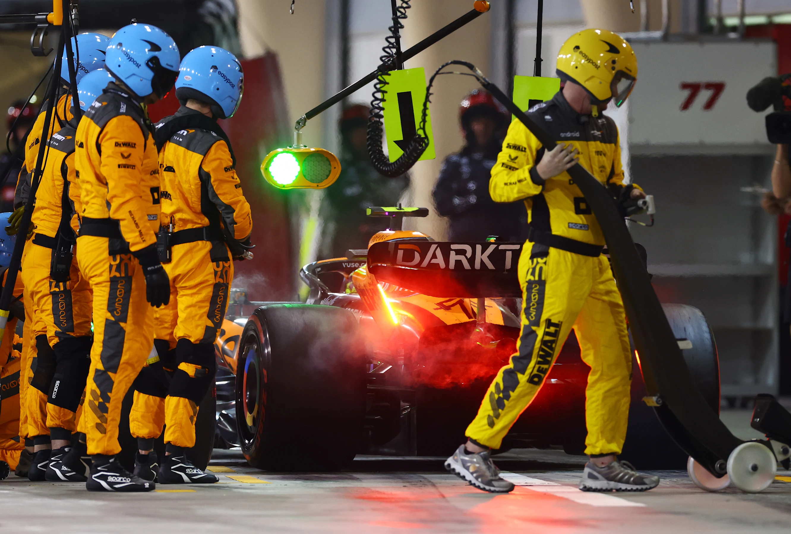 BAHRAIN, BAHRAIN - MARCH 05: Lando Norris of Great Britain driving the (4) McLaren MCL60 Mercedes