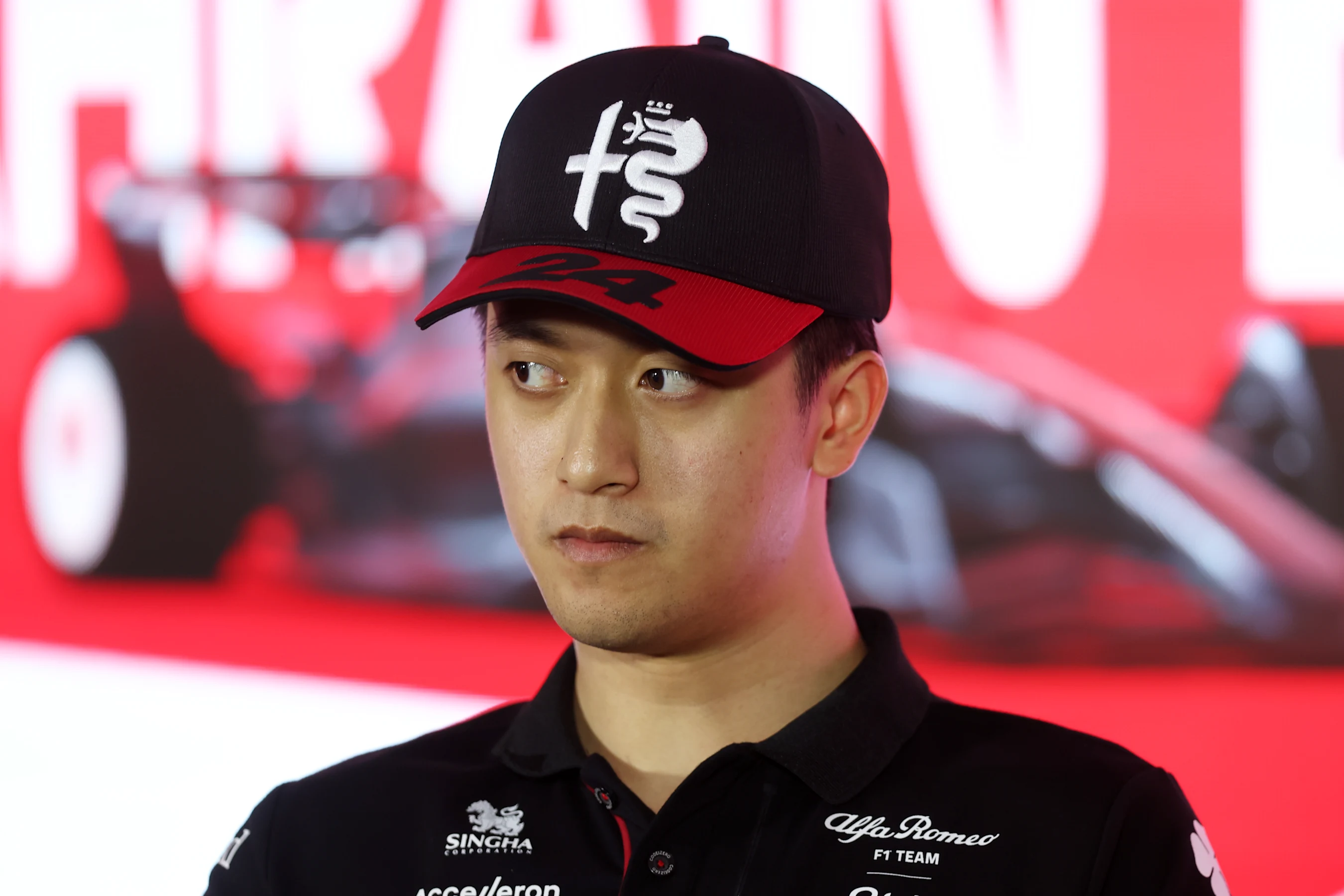 BAHRAIN, BAHRAIN - MARCH 02: Zhou Guanyu of China and Alfa Romeo F1 attends the Drivers Press