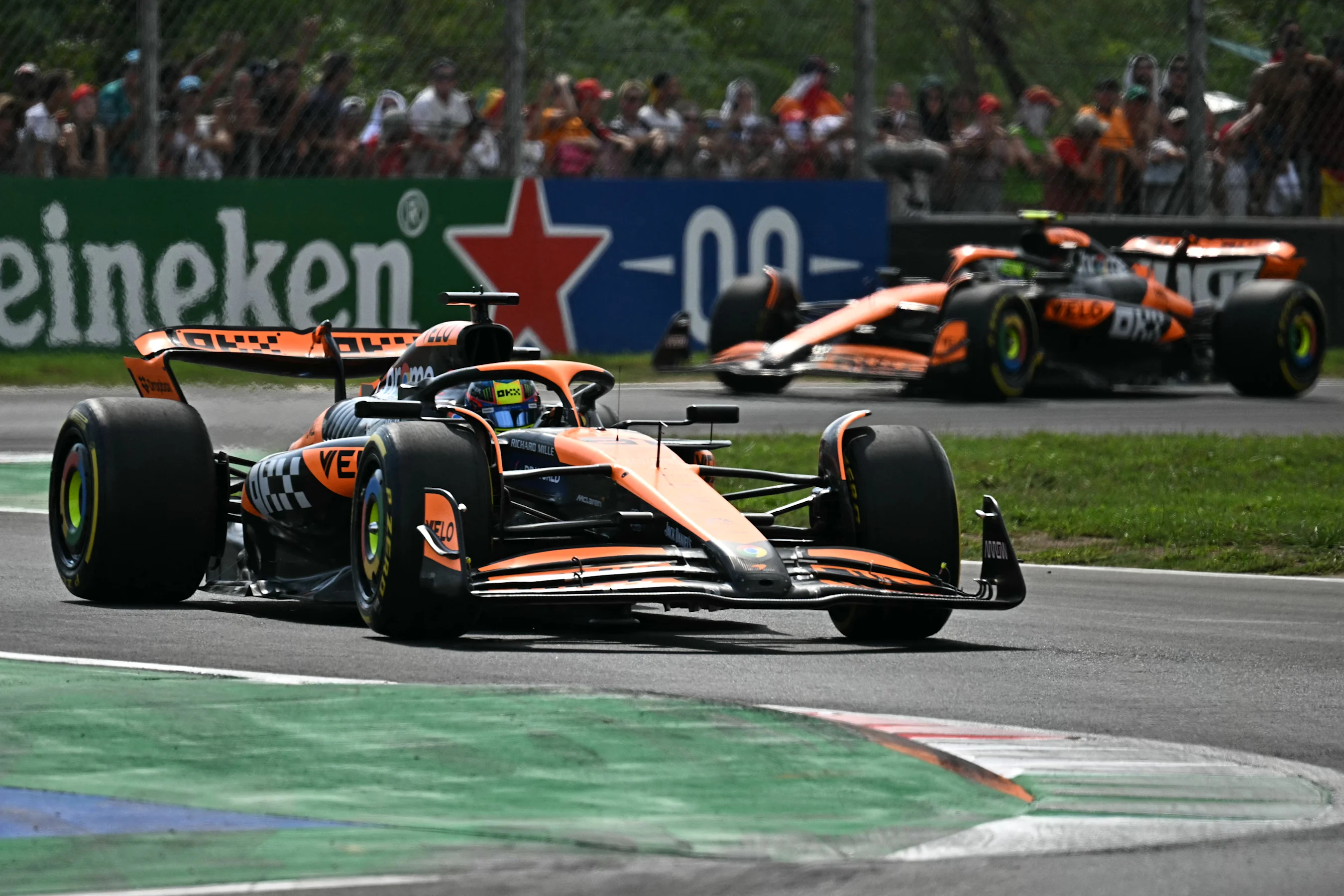 McLaren's Australian driver Oscar Piastri drives during the Italian Formula One Grand Prix race at