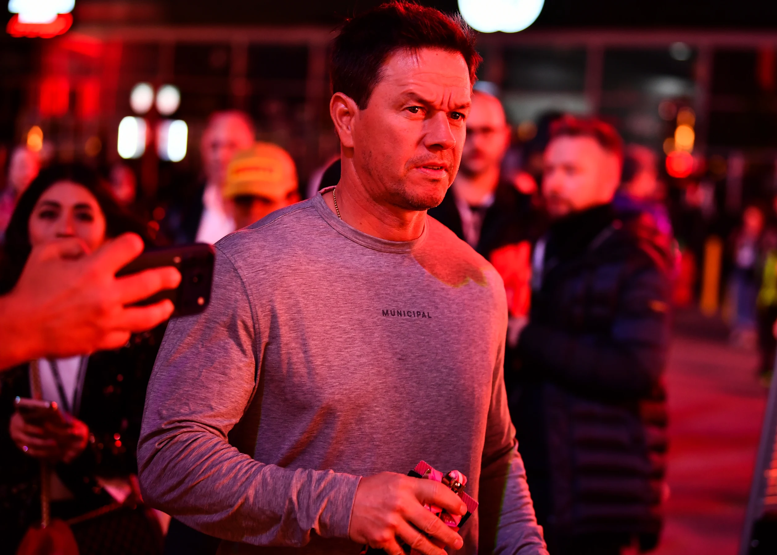LAS VEGAS, NEVADA - NOVEMBER 22: Mark Wahlberg looks on in the Paddock prior to the F1 Grand Prix