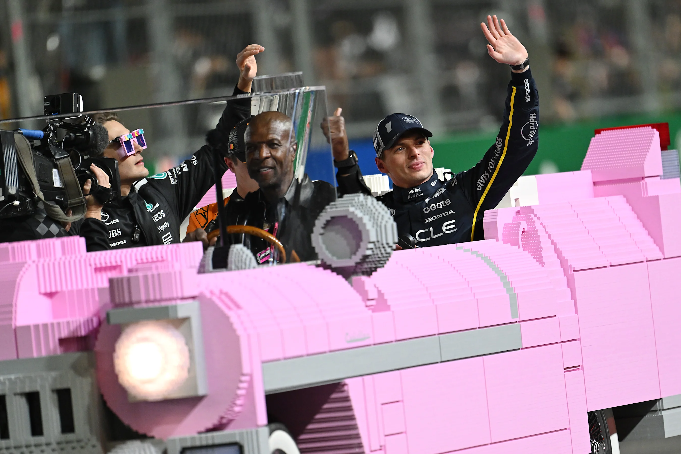 LAS VEGAS, NEVADA - NOVEMBER 22: Race winner Max Verstappen of the Netherlands and Oracle Red Bull
