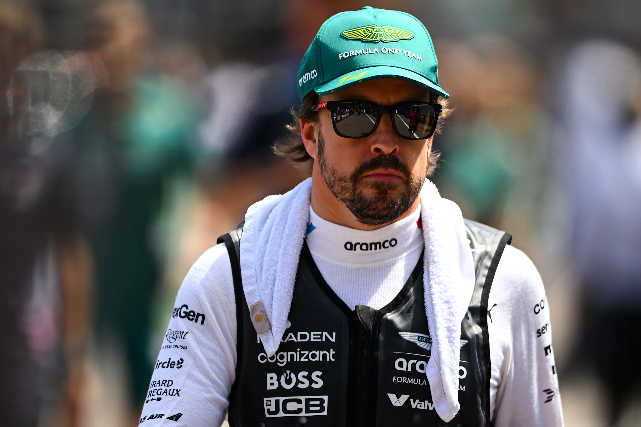 MONTE-CARLO, MONACO - MAY 25: Fernando Alonso of Spain and Aston Martin F1 Team looks on during the