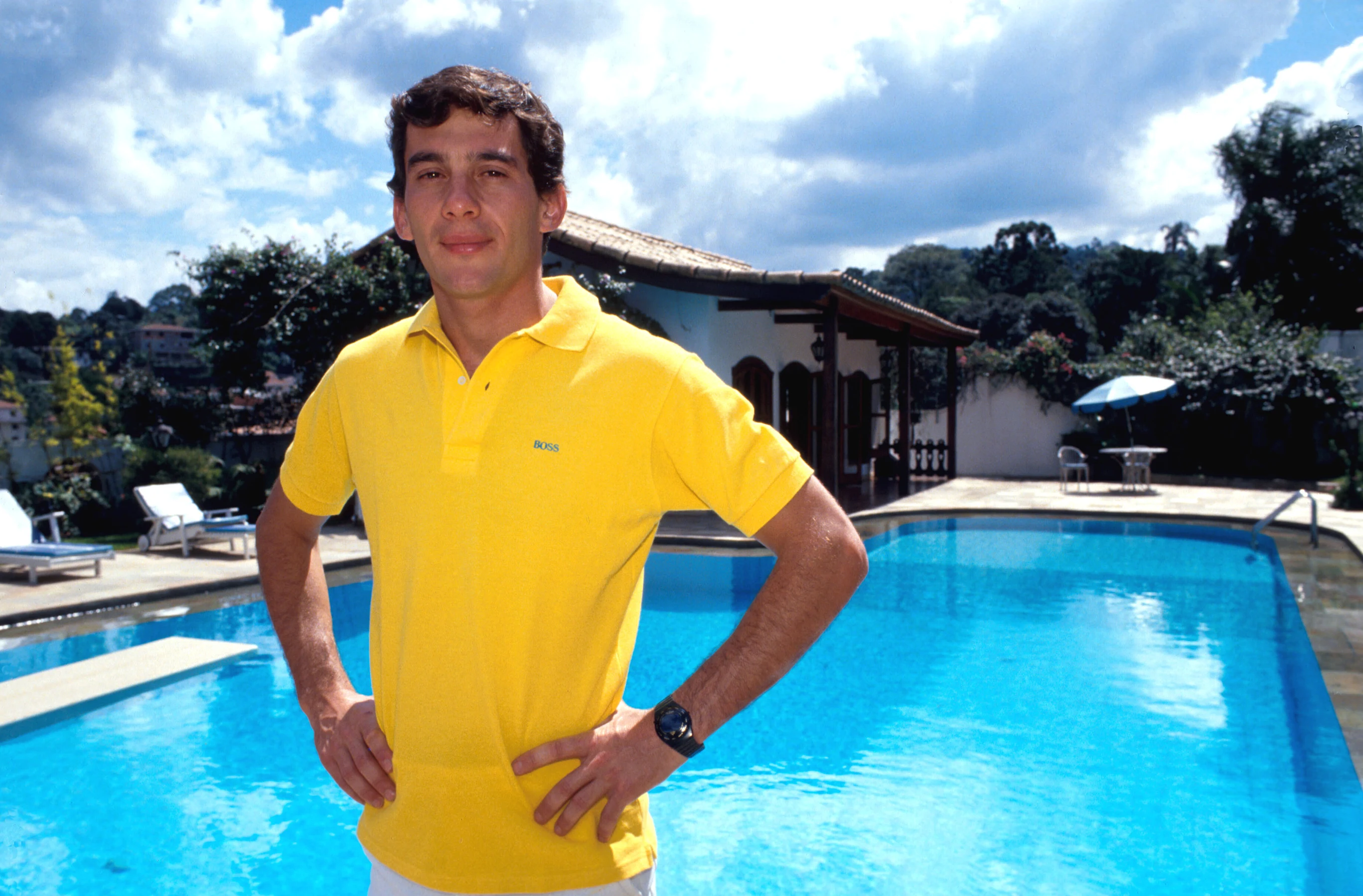 1987: Formula 1 driver Ayrton Senna at his house in Sao Paulo, Brazil. (Photo by Paulo