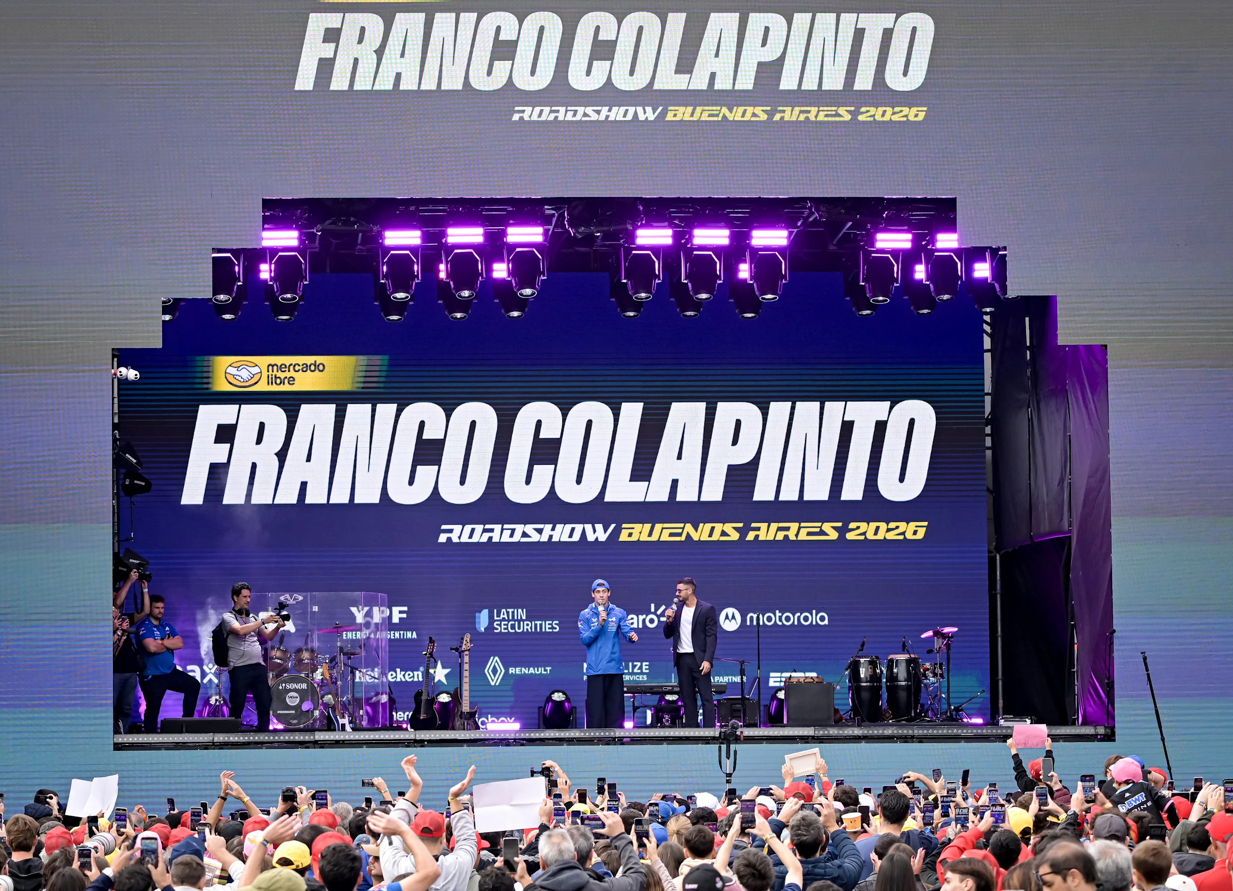 BUENOS AIRES, ARGENTINA - APRIL 26: Franco Colapinto of BWT Alpine Formula One Team speaks at the