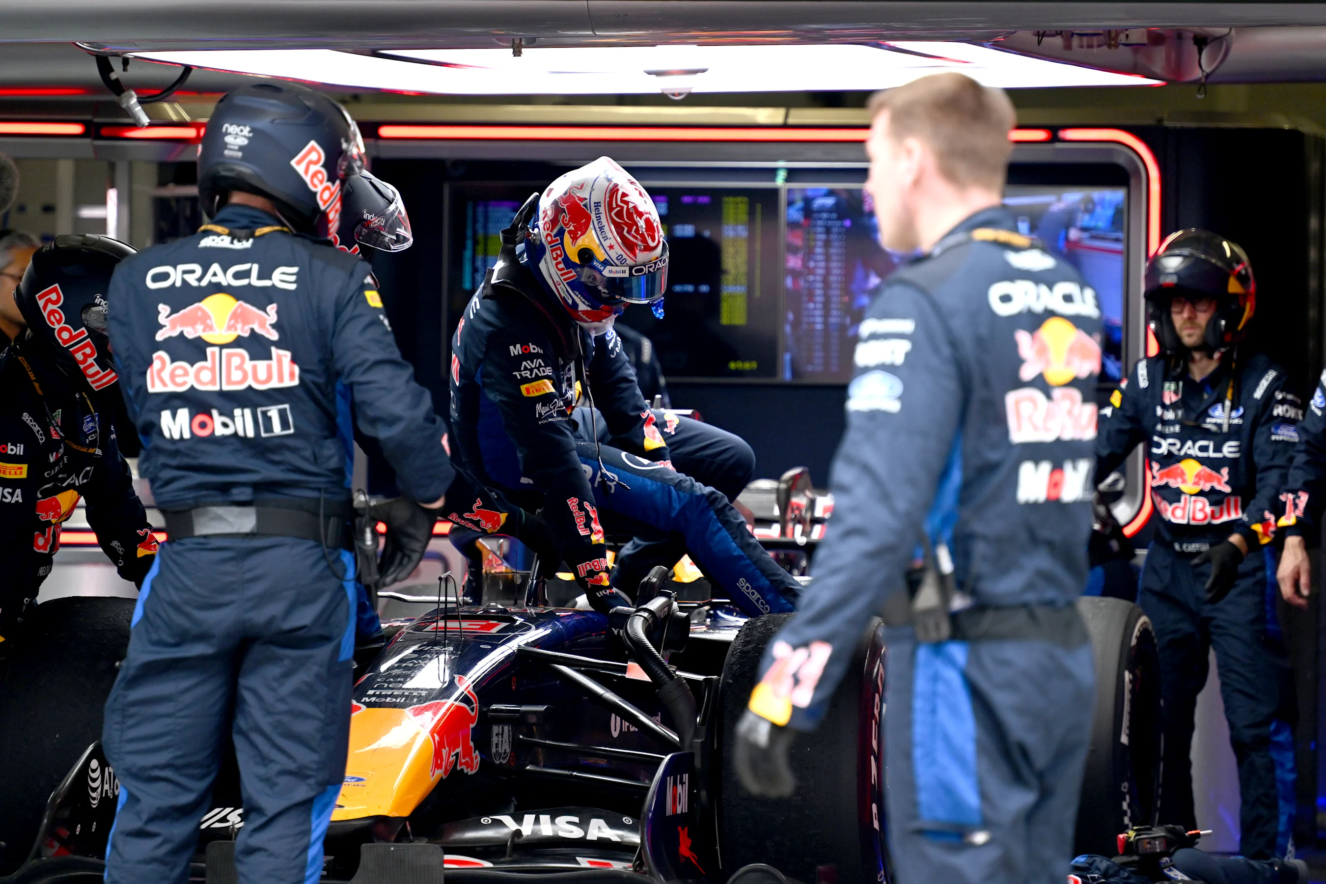 SHANGHAI, CHINA - MARCH 15: Max Verstappen of the Netherlands and Oracle Red Bull Racing jumps out