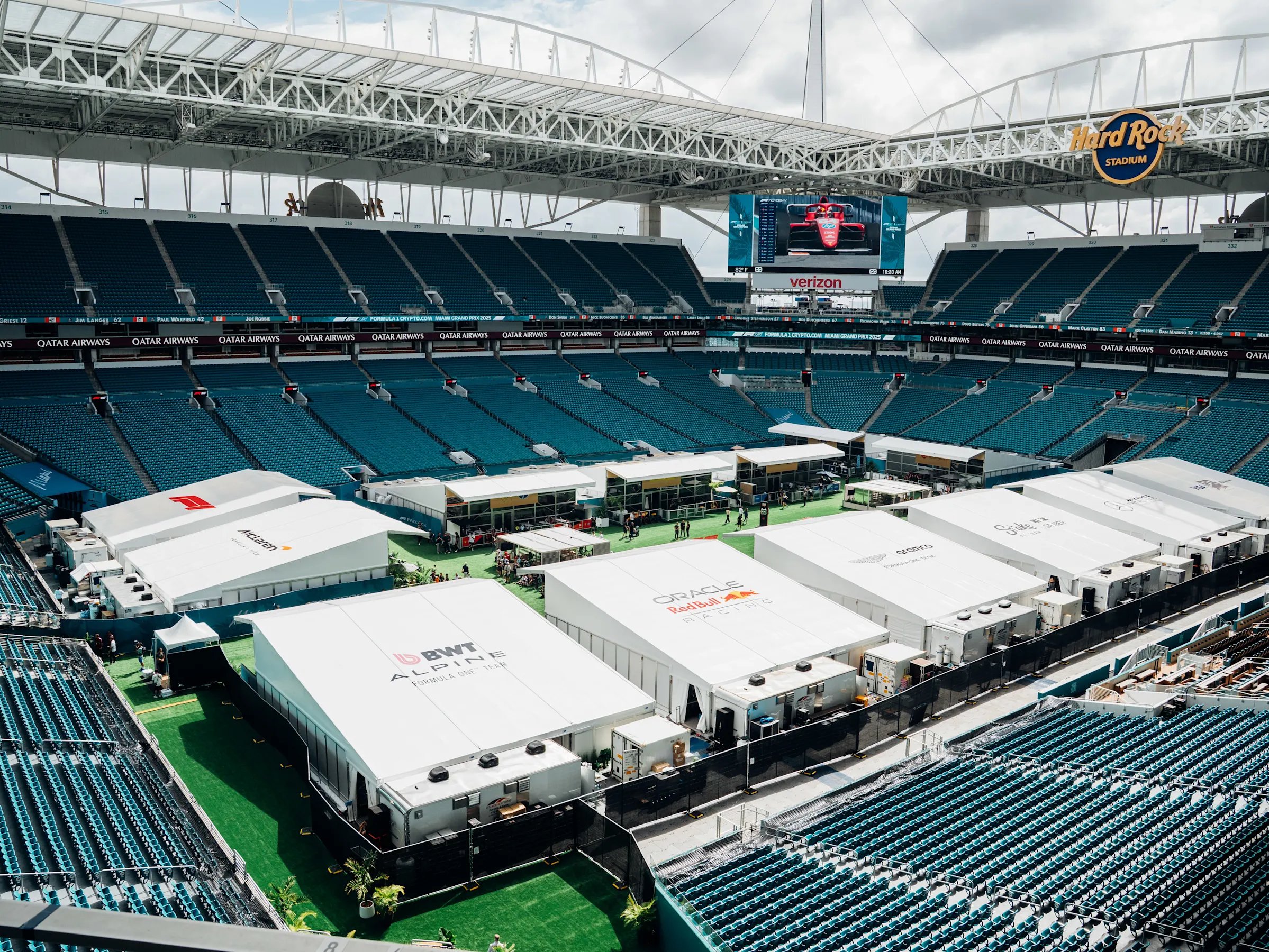 The Team Village in Paddock in Hard Rock Stadium during the F1 Miami Grand Prix on Friday, May 2,