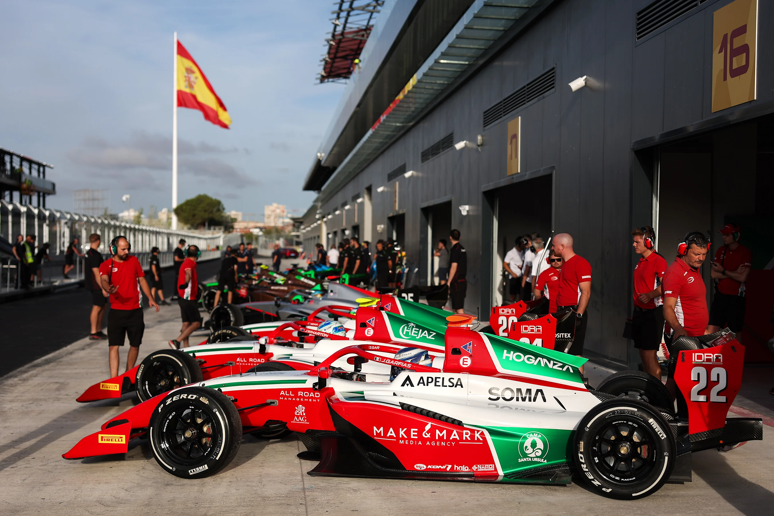 MADRID, SPAIN - AUGUST 25: Jose Garfias of Mexico and PREMA Racing (22) lines-up alongside his