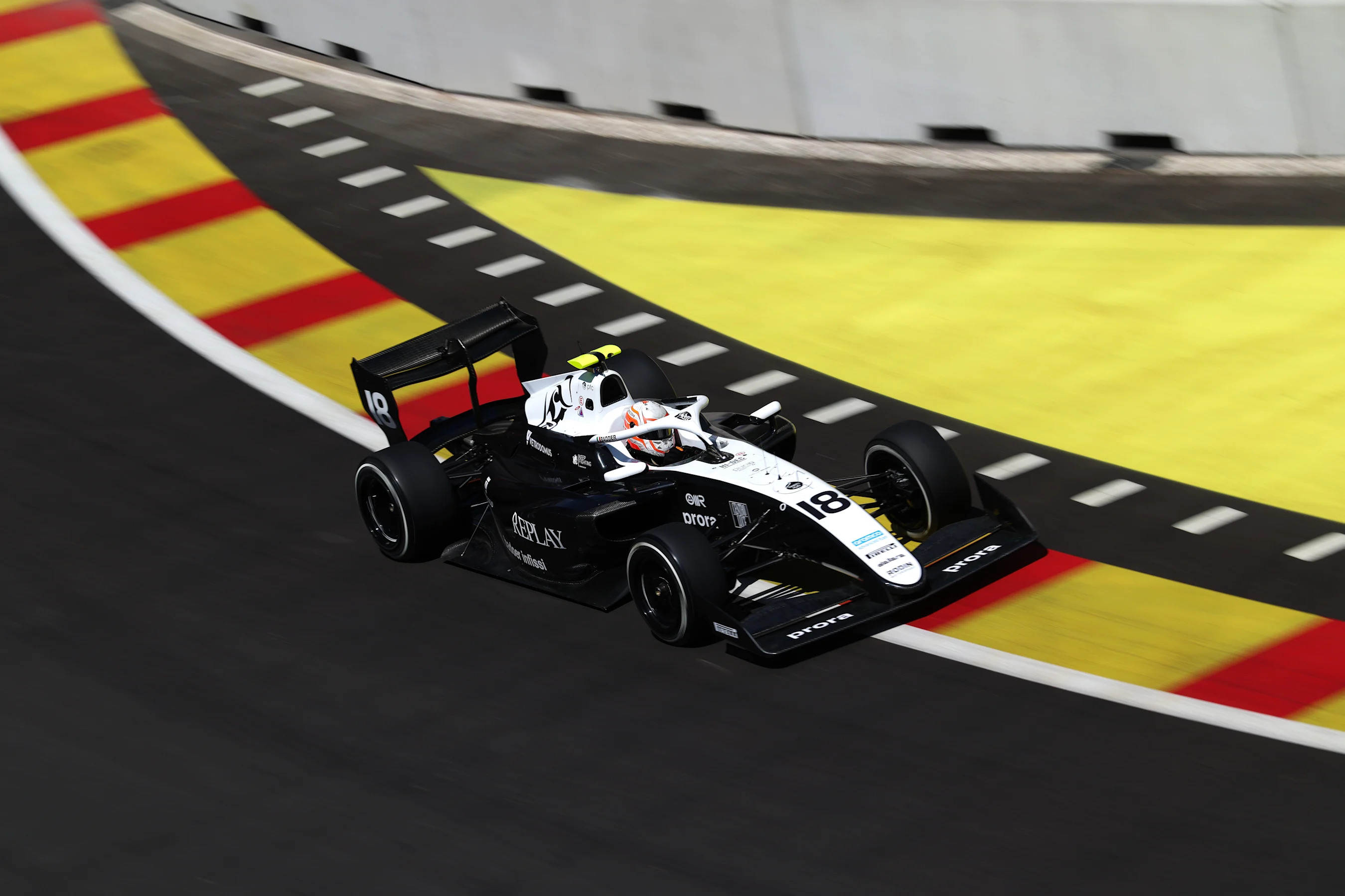 MADRID, SPAIN - AUGUST 25: Brando Badoer of Italy and Rodin Motorsport (18) drives on track during