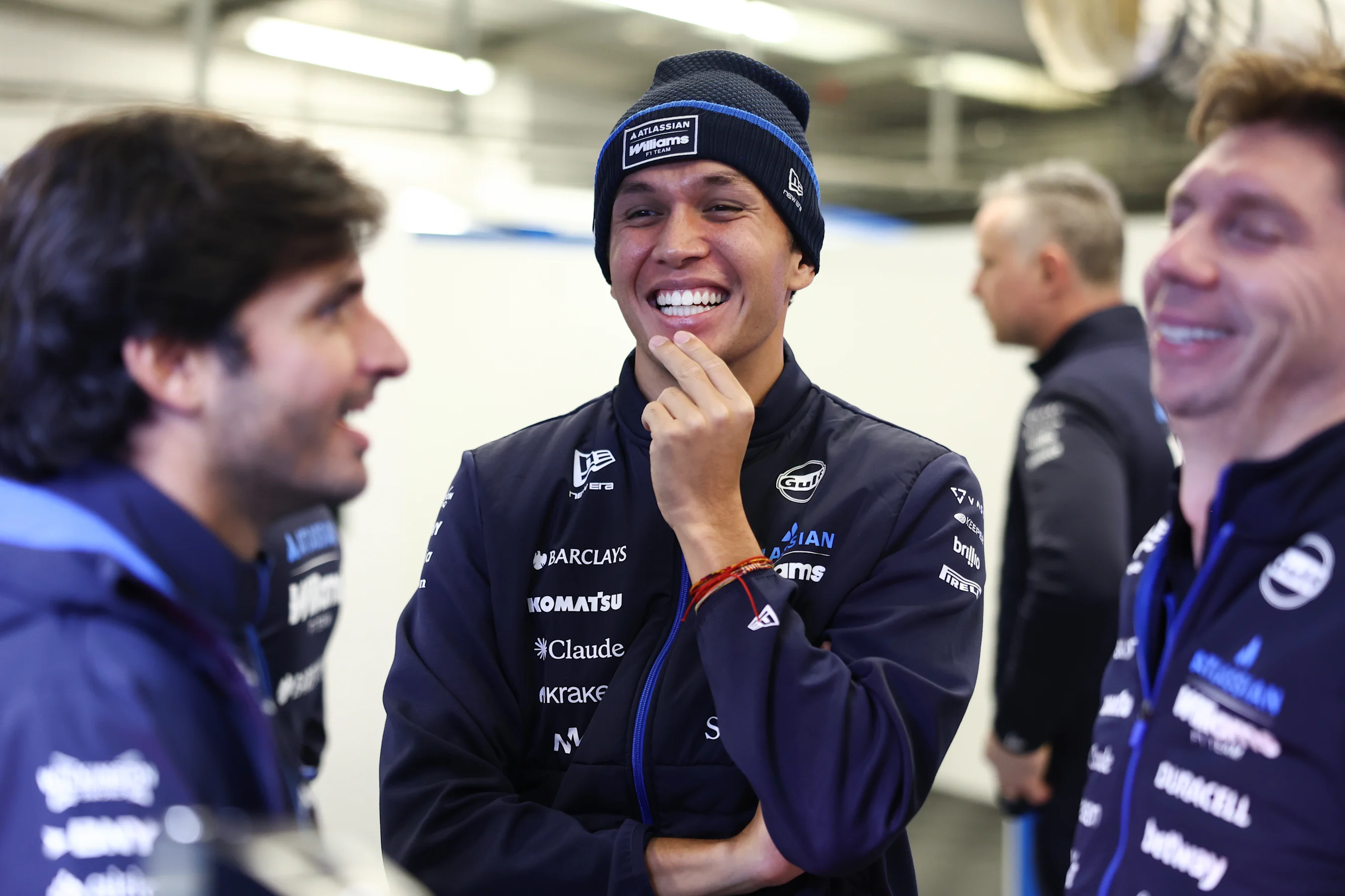NORTHAMPTON, ENGLAND - FEBRUARY 04: Alexander Albon of Thailand and Williams, Carlos Sainz of Spain