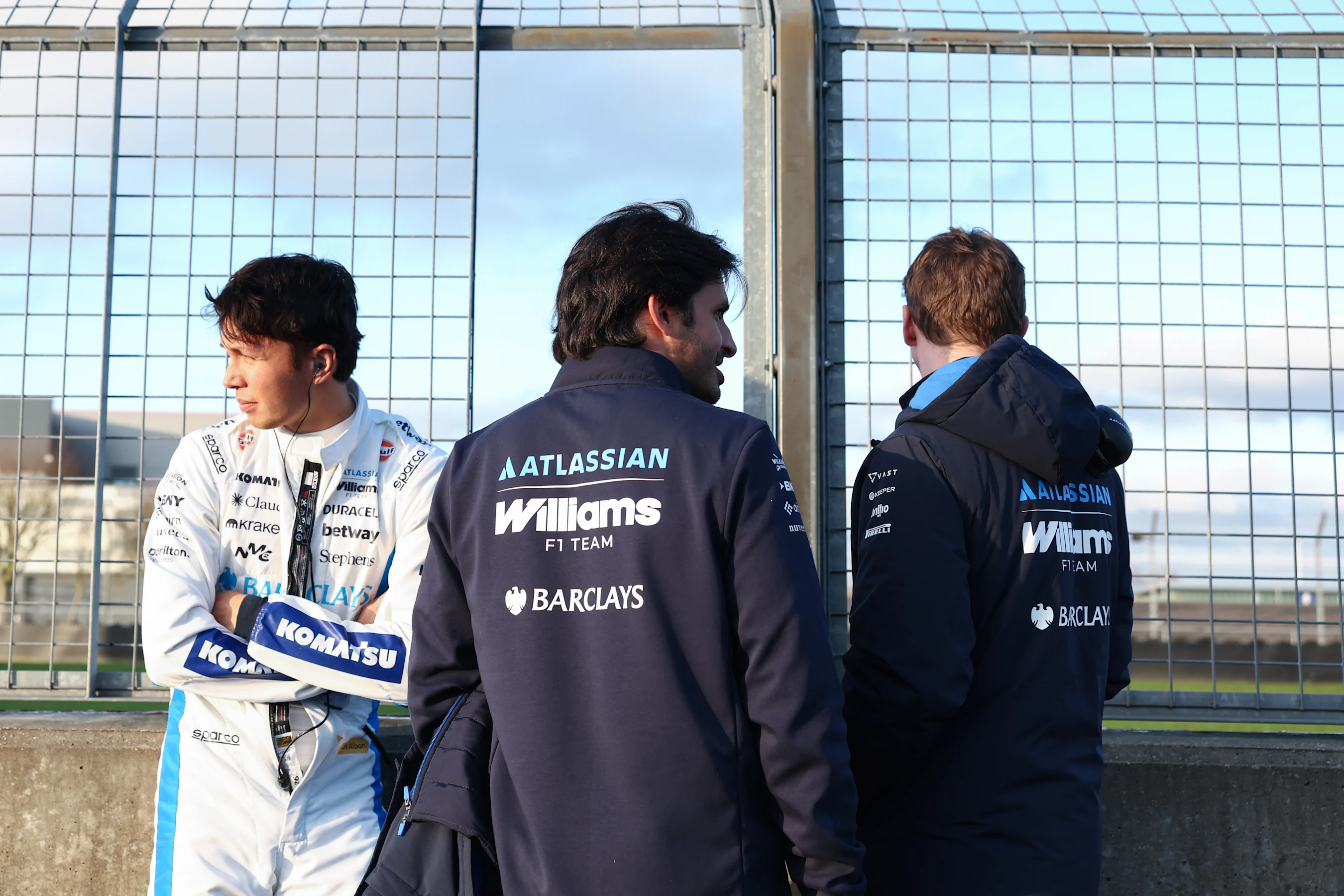 NORTHAMPTON, ENGLAND - FEBRUARY 04: Alexander Albon of Thailand and Williams, Carlos Sainz of Spain
