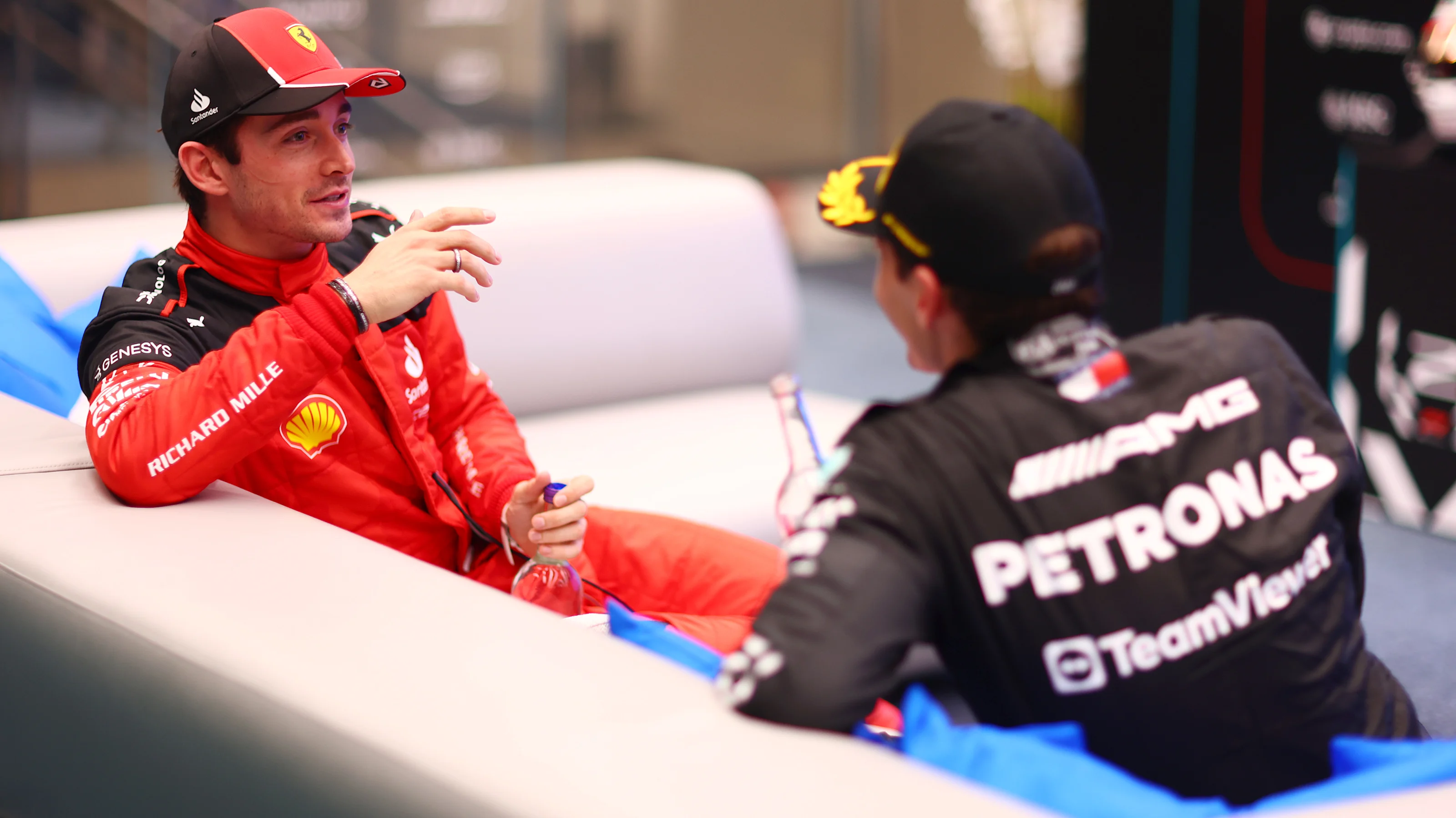 ABU DHABI, UNITED ARAB EMIRATES - NOVEMBER 26: Second placed Charles Leclerc of Monaco and Ferrari