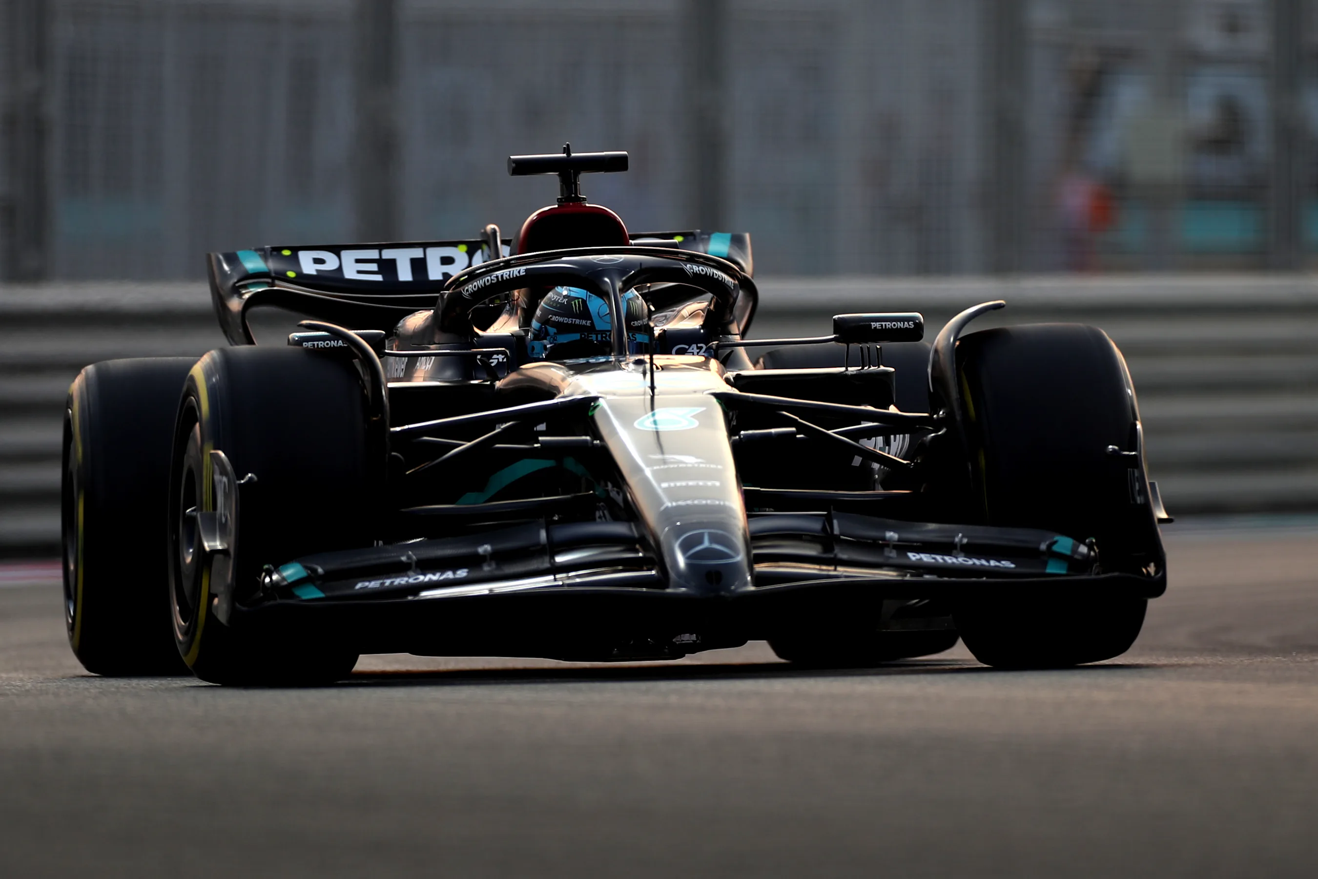ABU DHABI, UNITED ARAB EMIRATES - NOVEMBER 24: George Russell of Great Britain driving the (63)