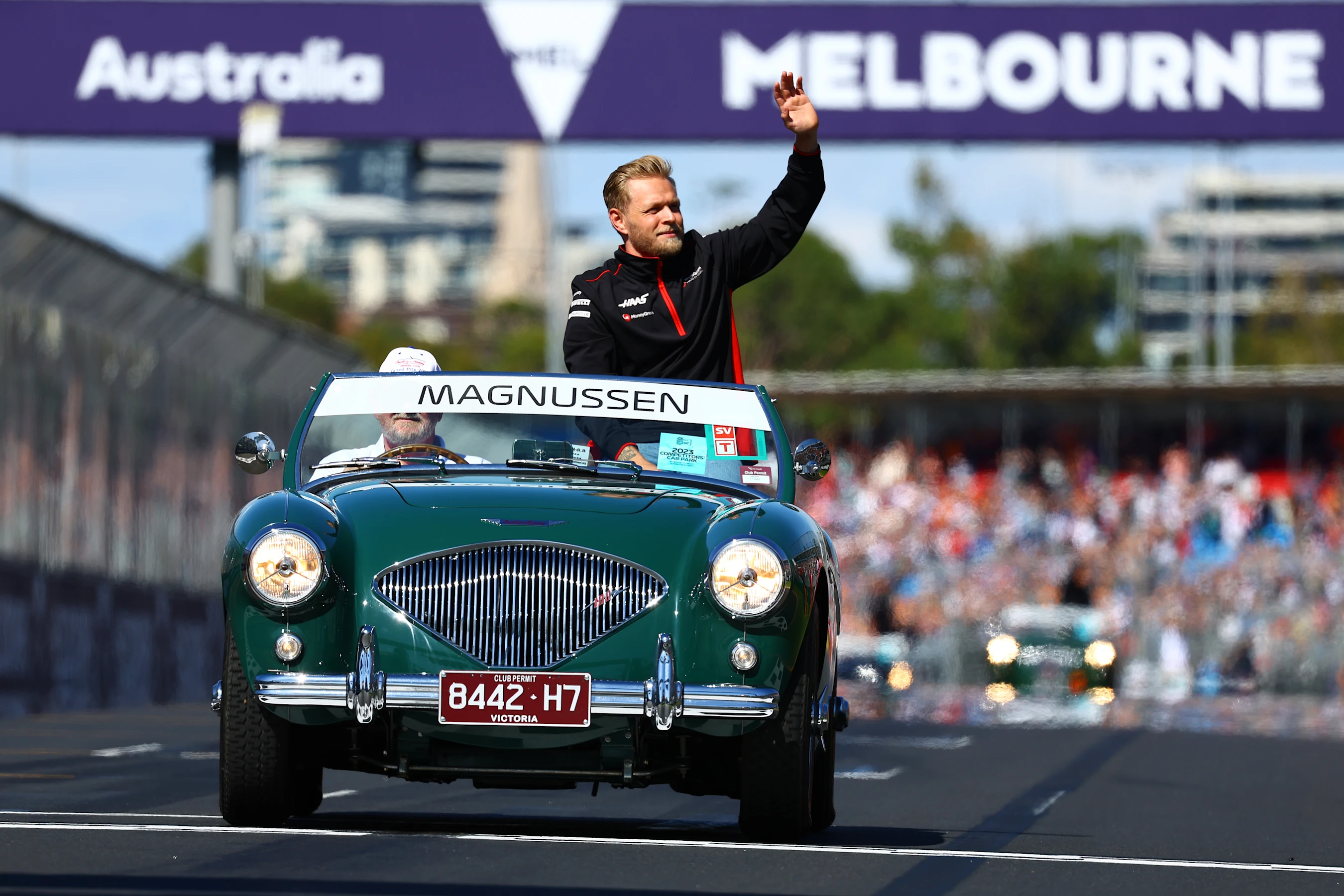 MELBOURNE, AUSTRALIA - APRIL 02: Kevin Magnussen of Denmark and Haas F1 looks on from the drivers