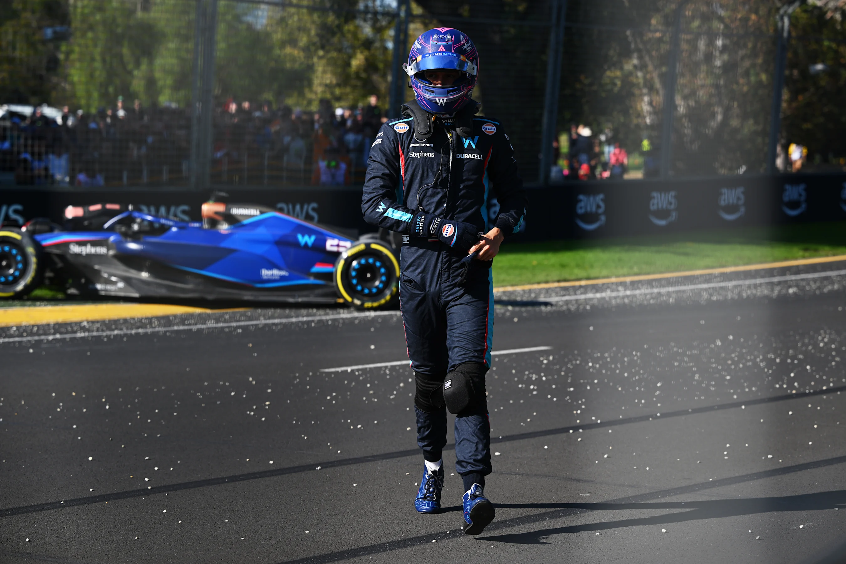 MELBOURNE, AUSTRALIA - APRIL 02: Alexander Albon of Thailand and Williams walks from his car after