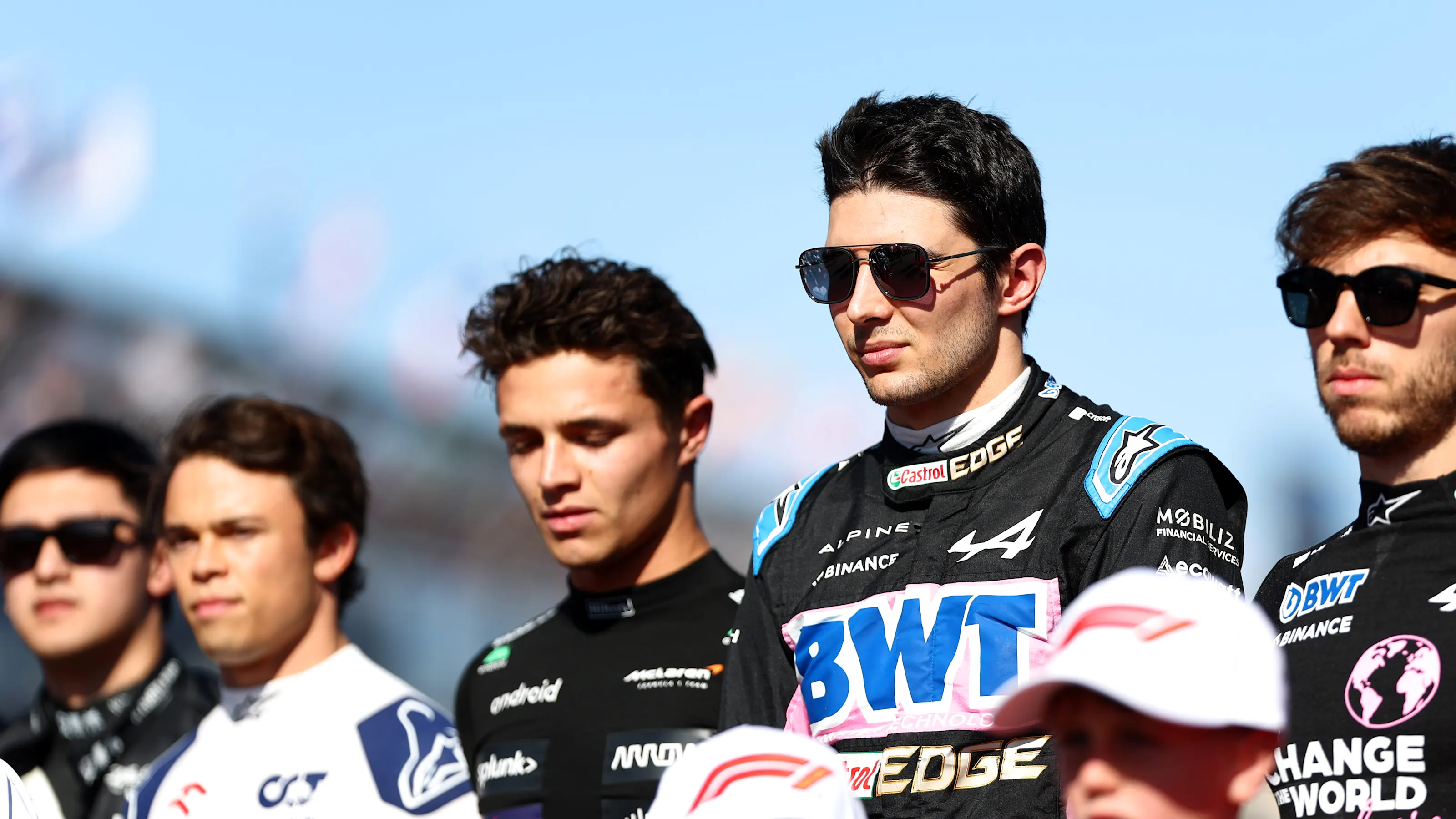 MELBOURNE, AUSTRALIA - APRIL 02: Esteban Ocon of France and Alpine F1 looks on from the grid during