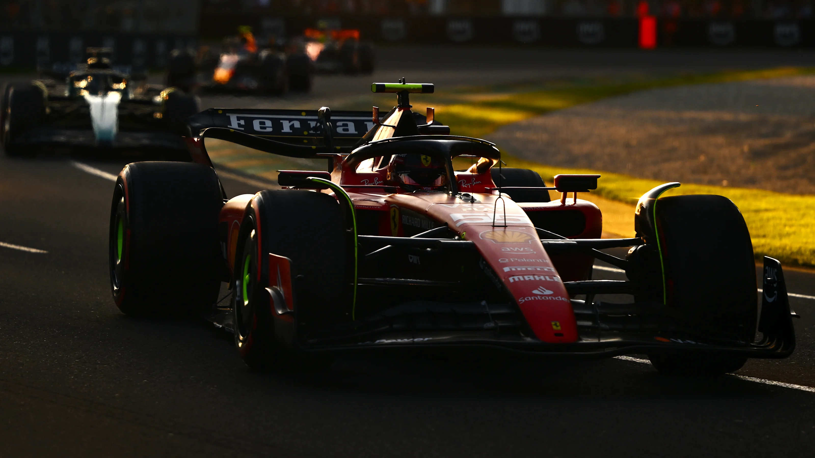 MELBOURNE, AUSTRALIA - APRIL 02: Carlos Sainz of Spain driving (55) the Ferrari SF-23 on track