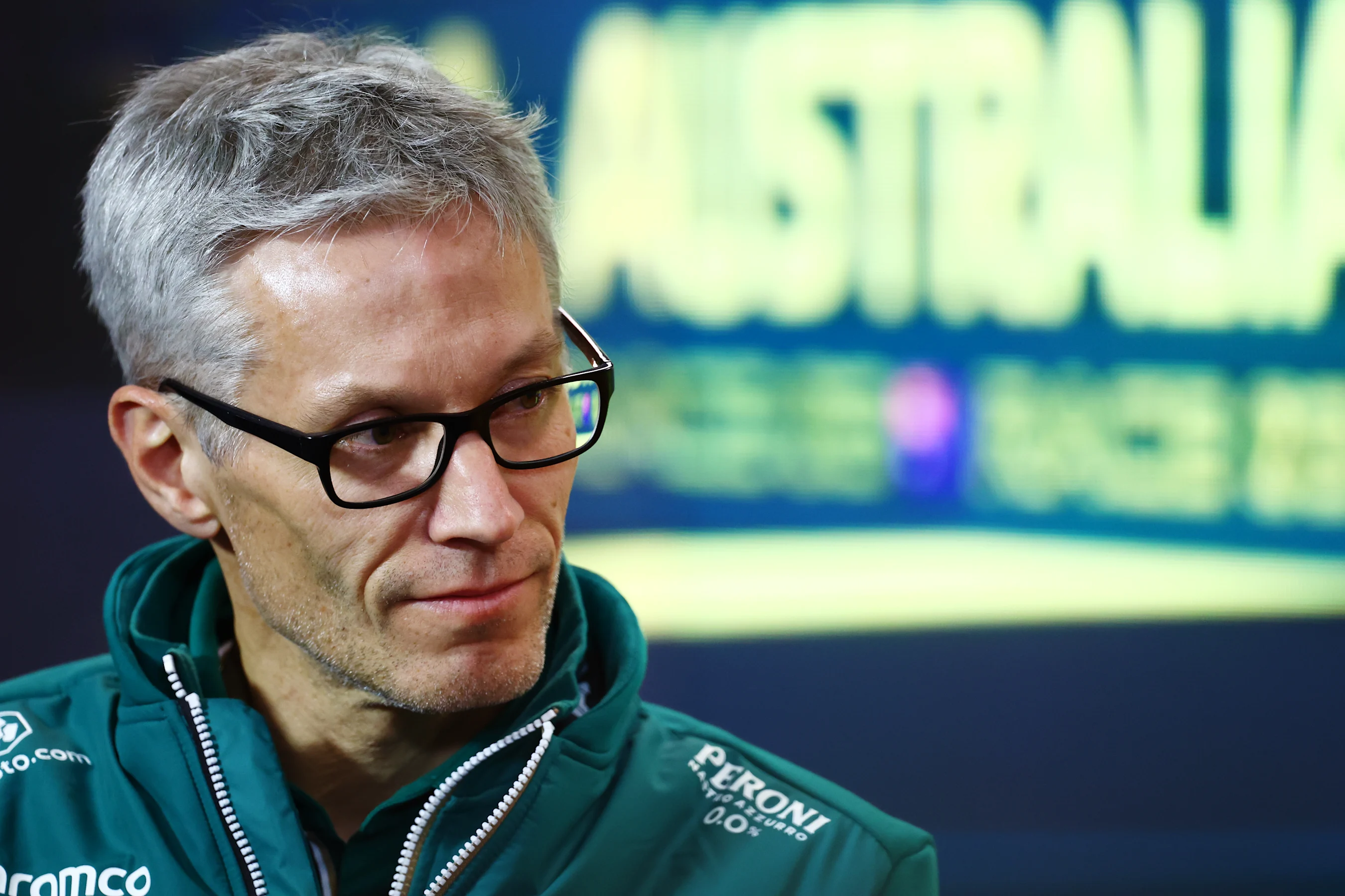 MELBOURNE, AUSTRALIA - MARCH 31: Mike Krack, Team Principal of the Aston Martin F1 Team looks on in