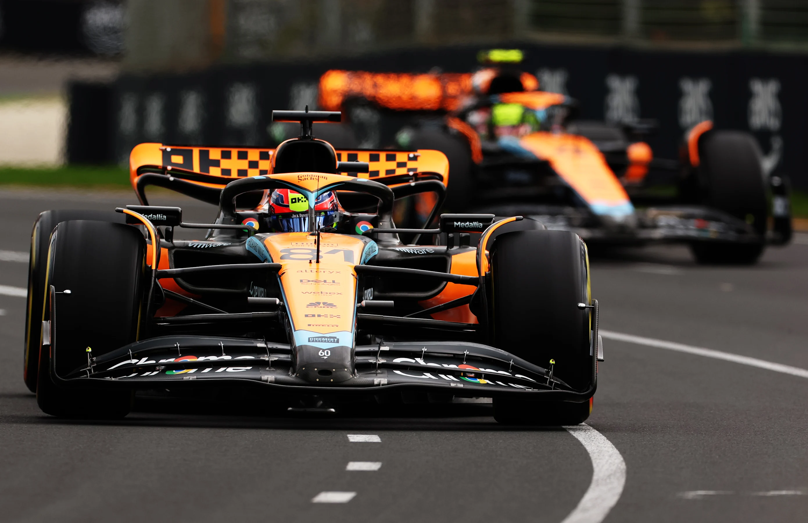 MELBOURNE, AUSTRALIA - MARCH 31: Oscar Piastri of Australia driving the (81) McLaren MCL60 Mercedes