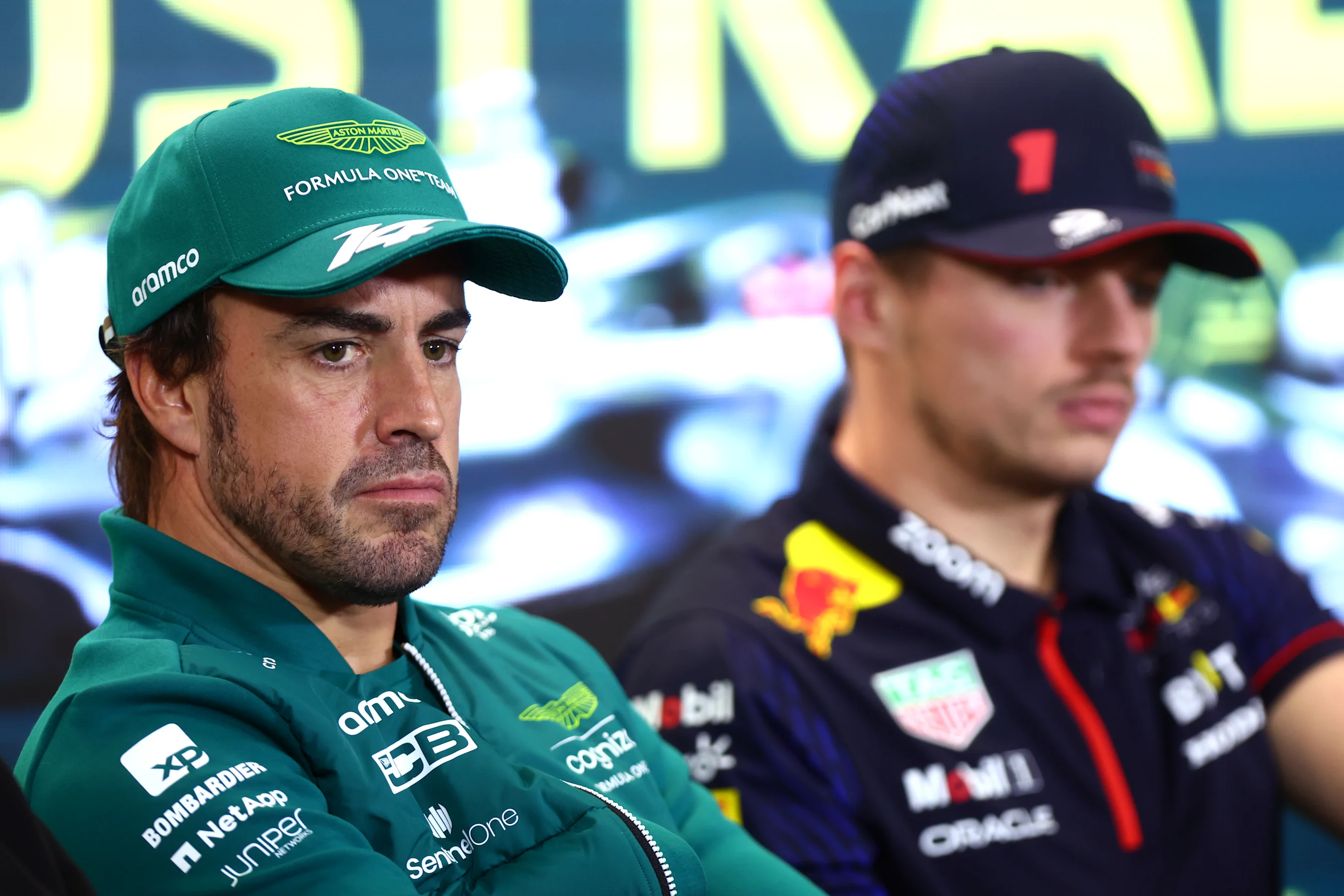 MELBOURNE, AUSTRALIA - MARCH 30: Fernando Alonso of Spain and Aston Martin F1 Team looks on in the