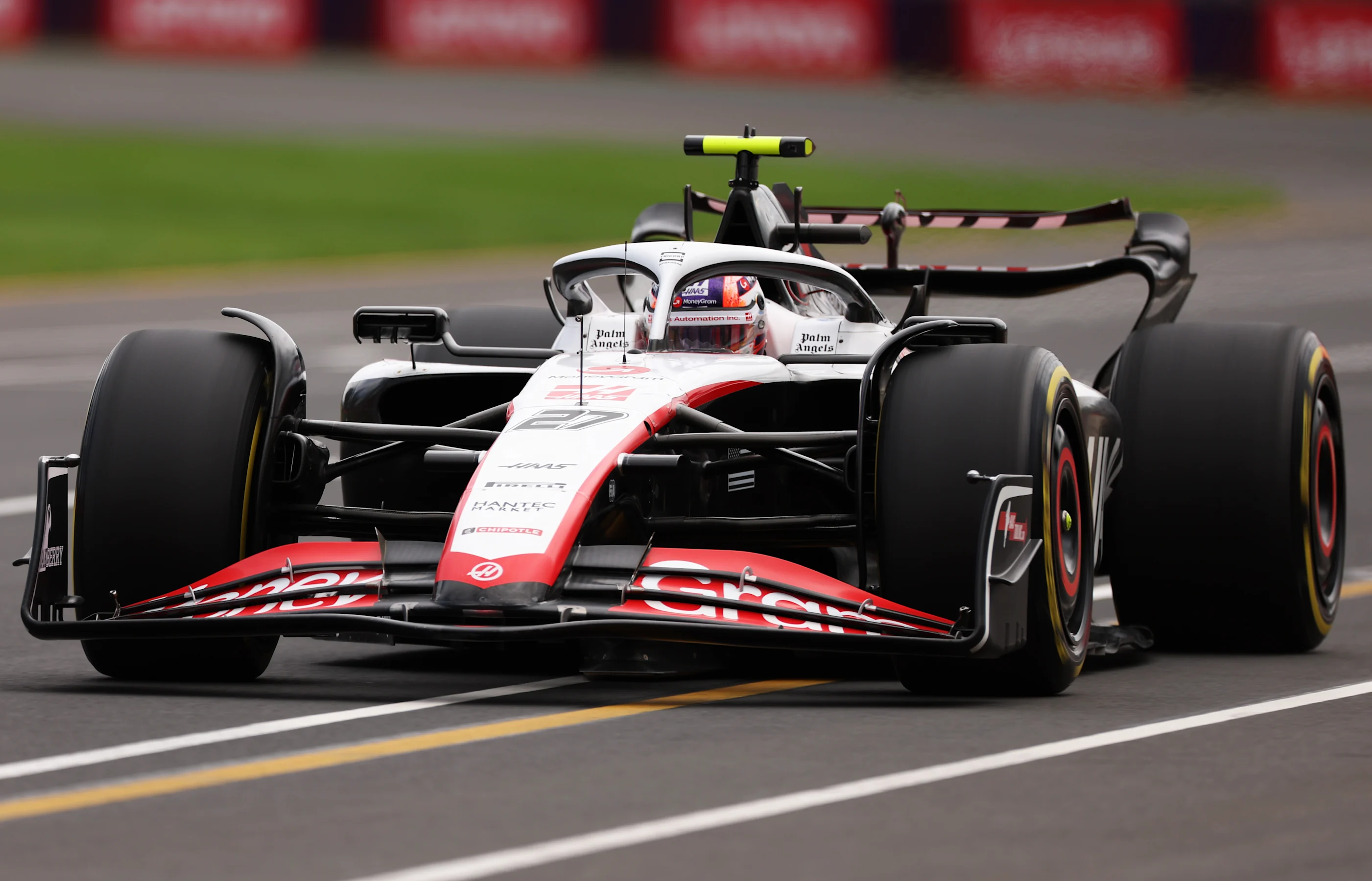 MELBOURNE, AUSTRALIA - APRIL 01: Nico Hulkenberg of Germany driving the (27) Haas F1 VF-23 Ferrari
