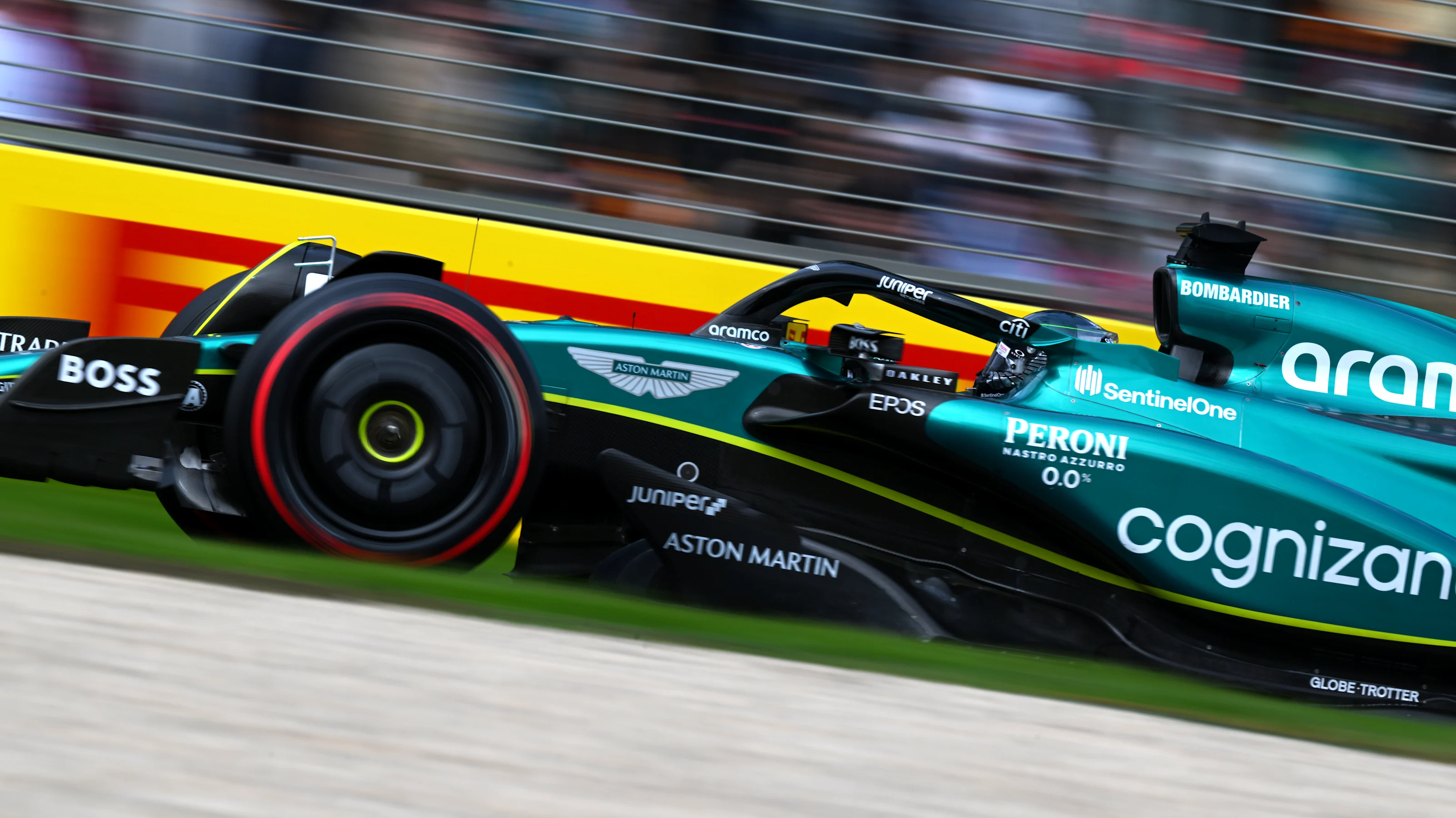 MELBOURNE, AUSTRALIA - APRIL 01: Lance Stroll of Canada driving the (18) Aston Martin AMR23