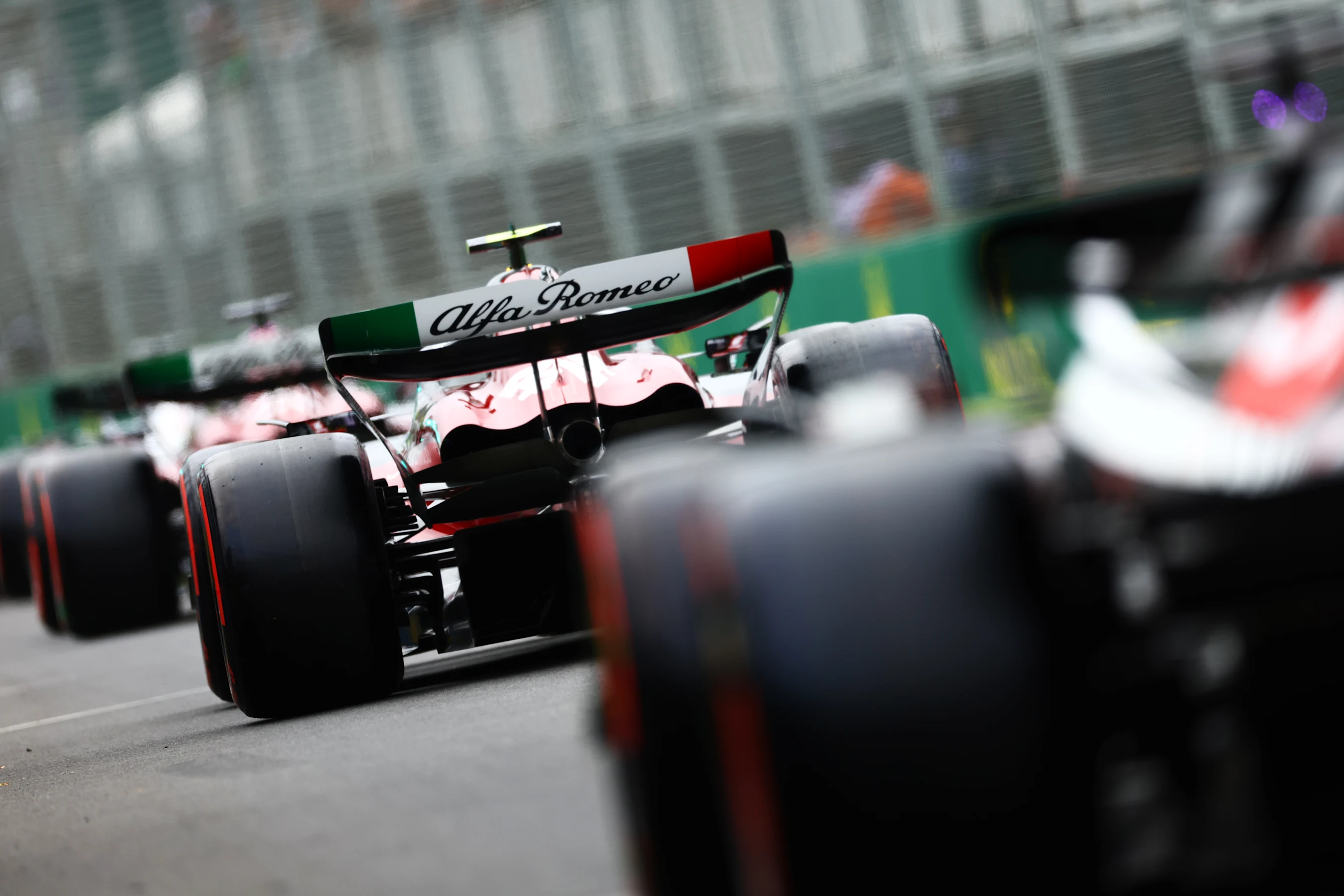 MELBOURNE, AUSTRALIA - APRIL 01: Zhou Guanyu of China driving the (24) Alfa Romeo F1 C43 Ferrari in