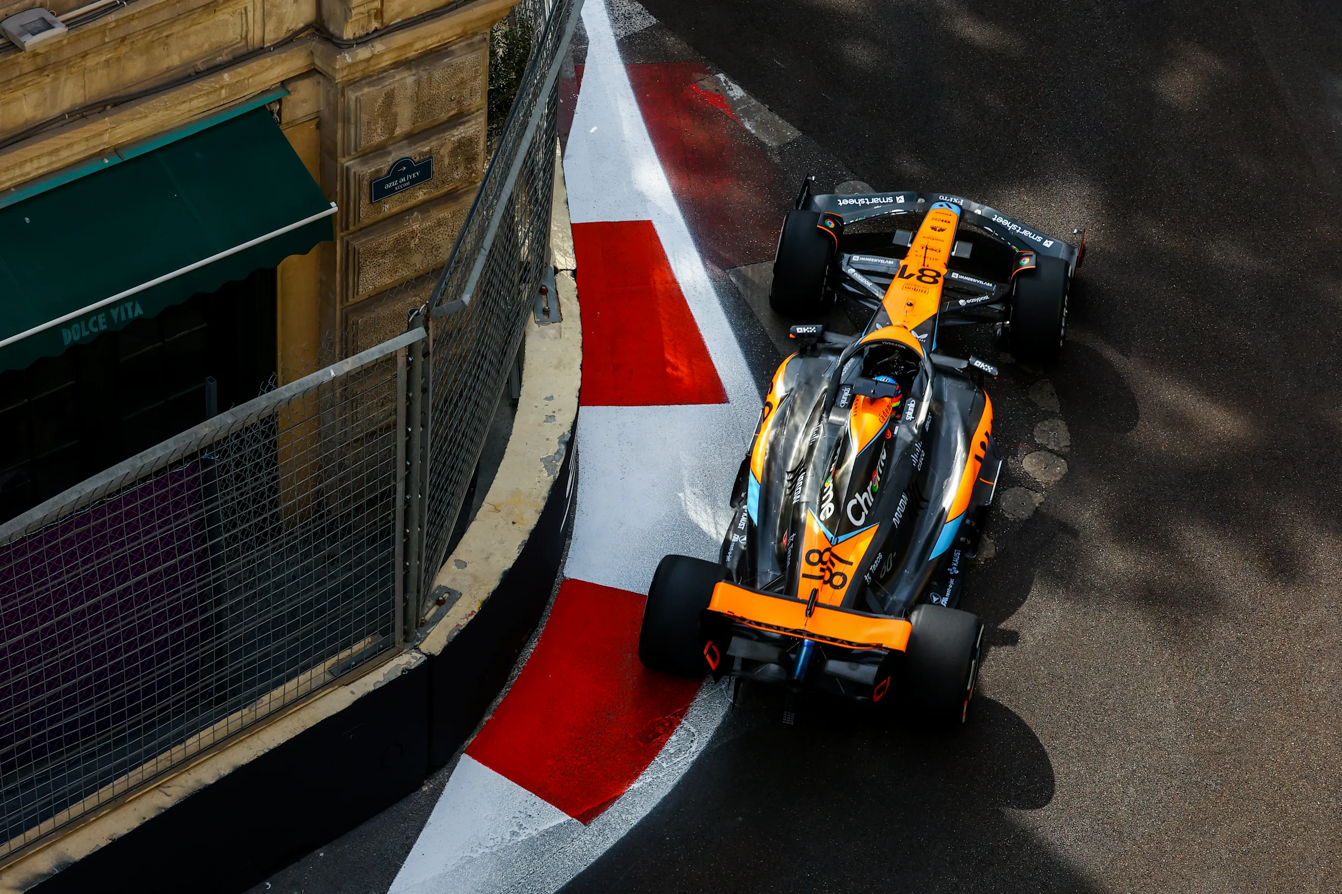 BAKU, AZERBAIJAN - APRIL 30: Oscar Piastri of Australia driving the (81) McLaren MCL60 Mercedes on
