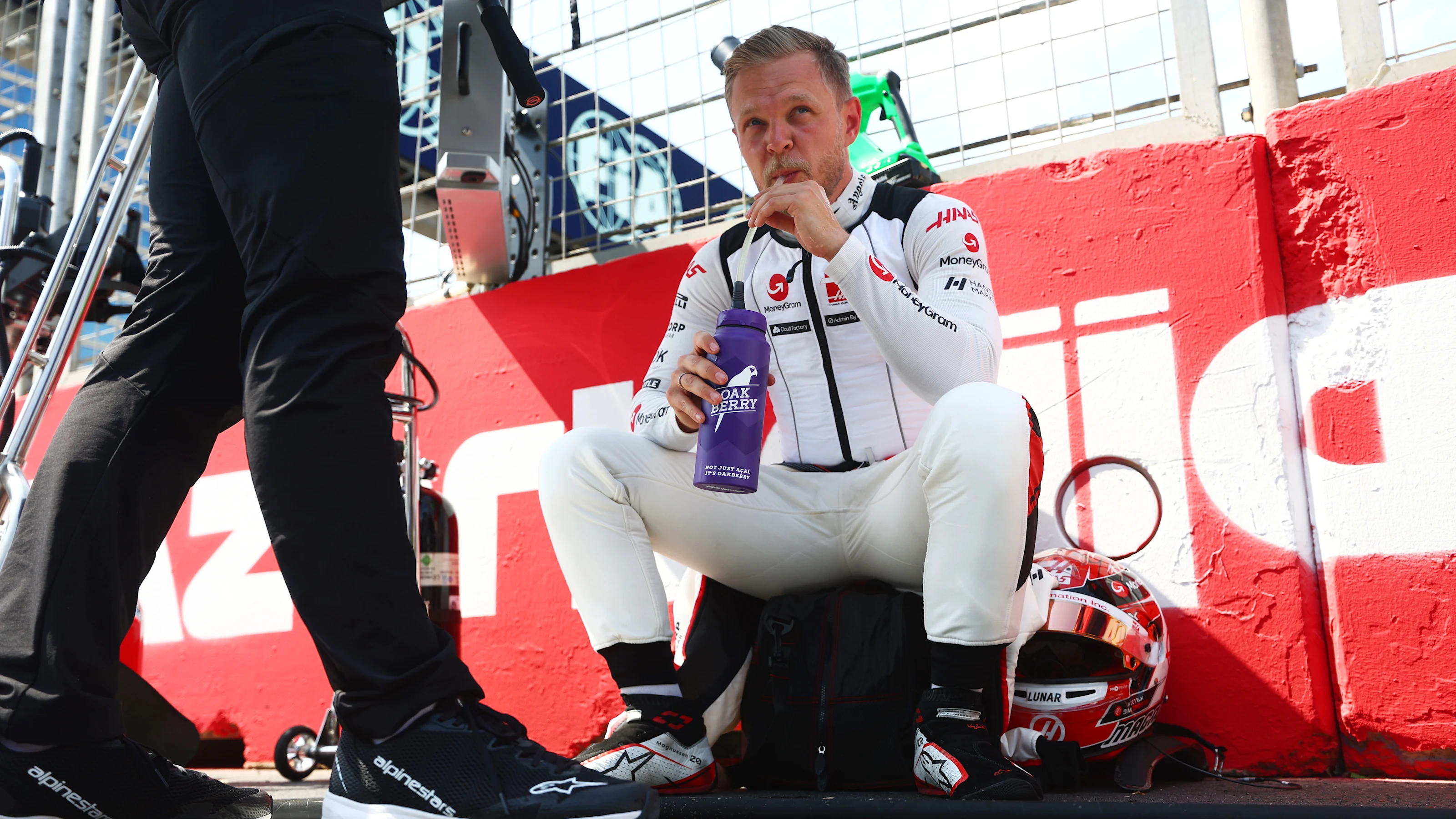 BAKU, AZERBAIJAN - APRIL 30: Kevin Magnussen of Denmark and Haas F1 looks on on the grid prior to