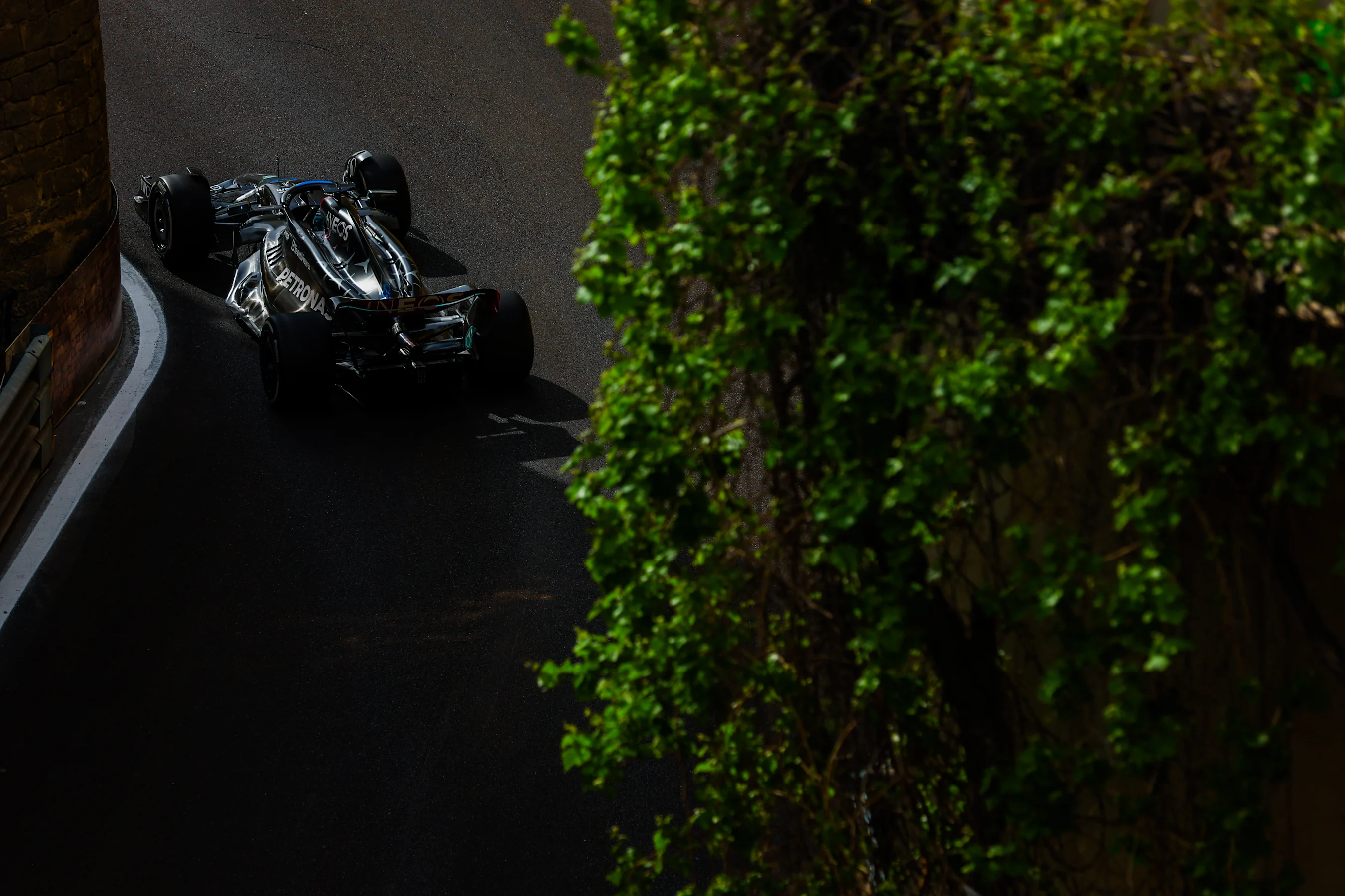 BAKU, AZERBAIJAN - APRIL 30: George Russell of Great Britain driving the (63) Mercedes AMG Petronas