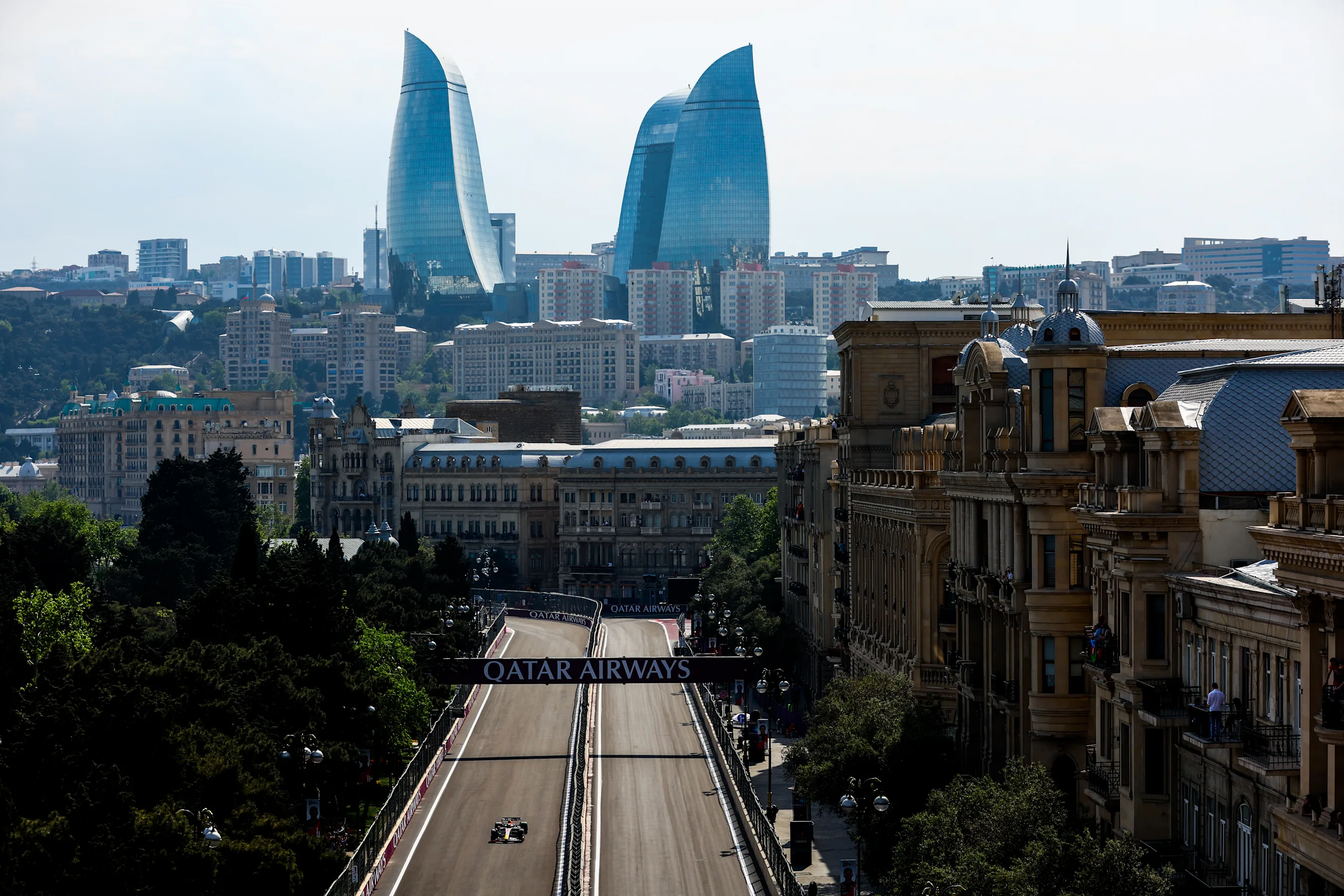 BAKU, AZERBAIJAN - APRIL 30: Sergio Perez of Mexico driving the (11) Oracle Red Bull Racing RB19 on