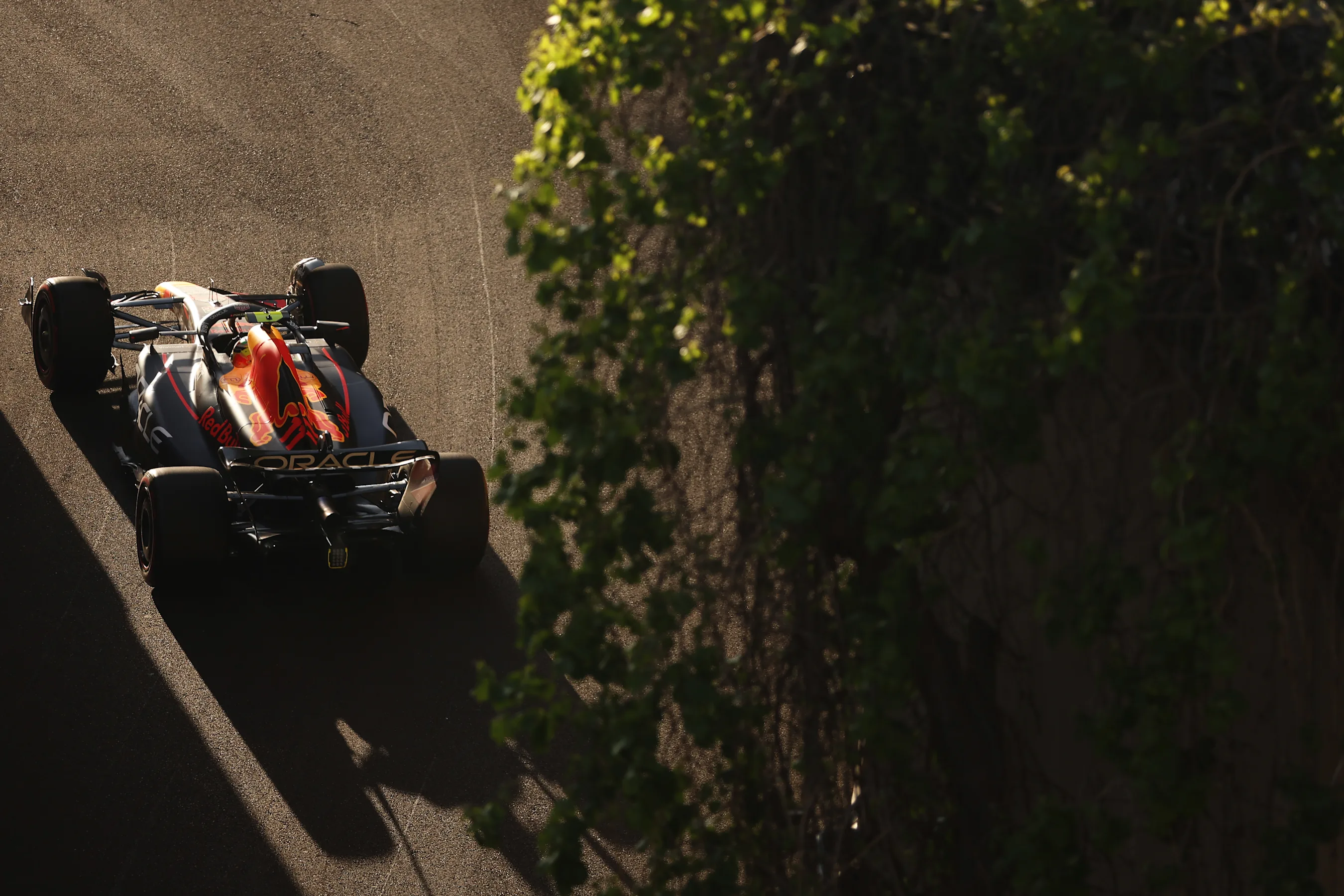 BAKU, AZERBAIJAN - APRIL 28: Sergio Perez of Mexico driving the (11) Oracle Red Bull Racing RB19 on