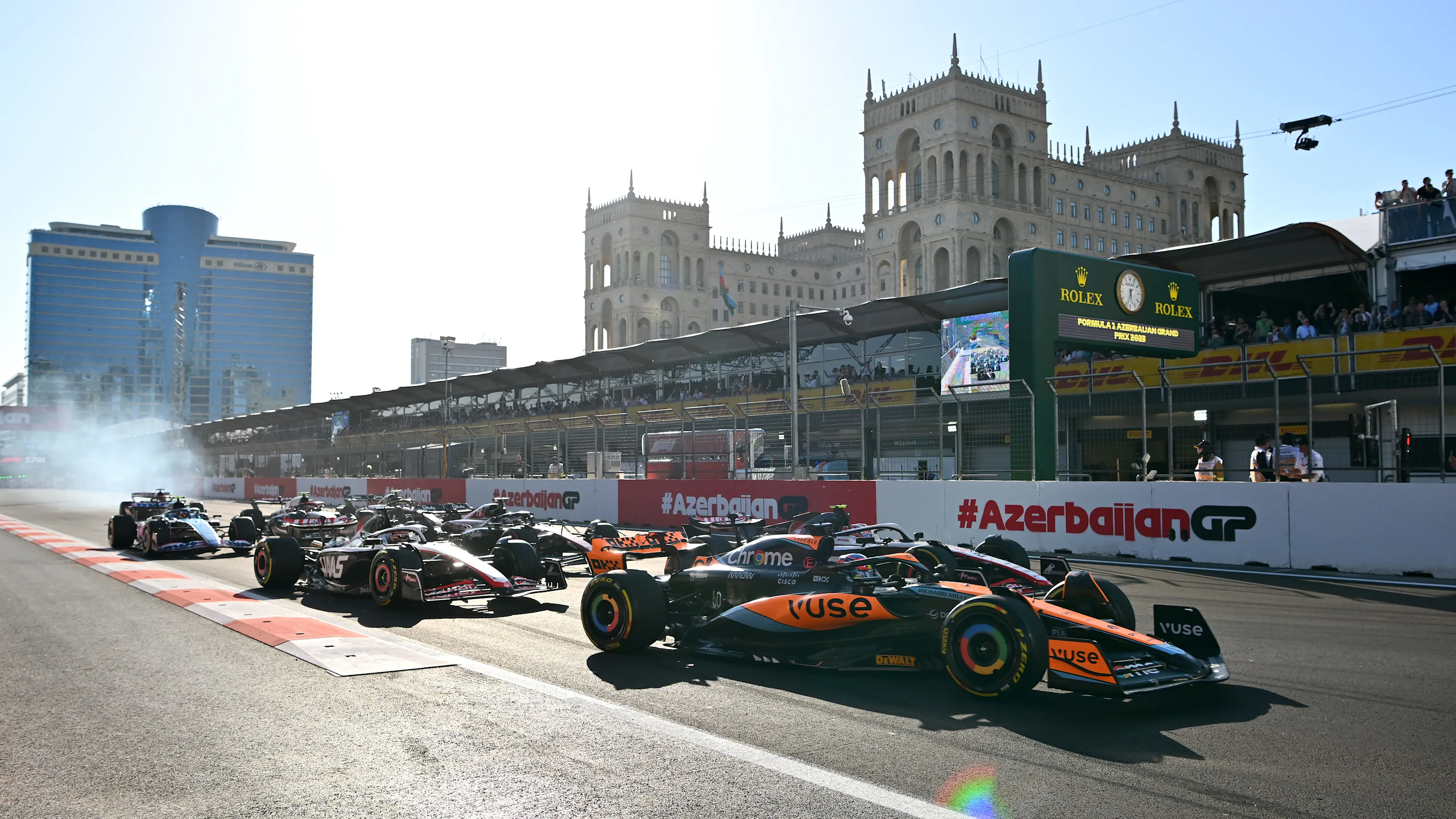 BAKU, AZERBAIJAN - APRIL 29: Oscar Piastri of Australia driving the (81) McLaren MCL60 Mercedes