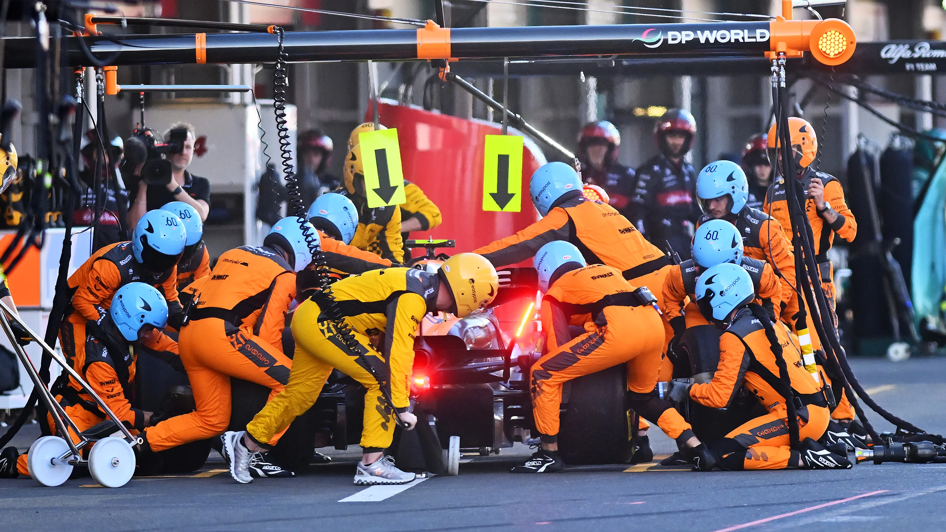 BAKU, AZERBAIJAN - APRIL 29: Lando Norris of Great Britain driving the (4) McLaren MCL60 Mercedes