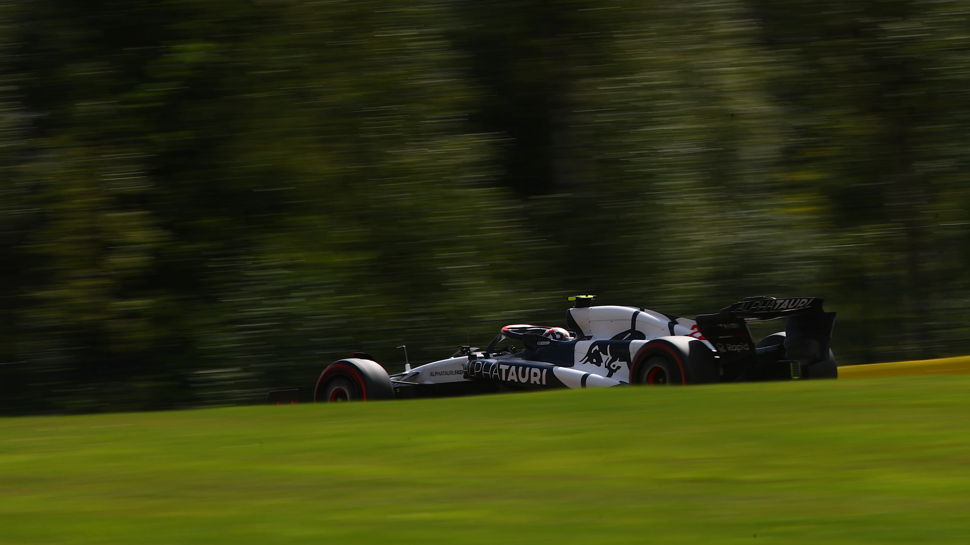 SPA, BELGIUM - JULY 30: Yuki Tsunoda of Japan driving the (22) Scuderia AlphaTauri AT04 on track
