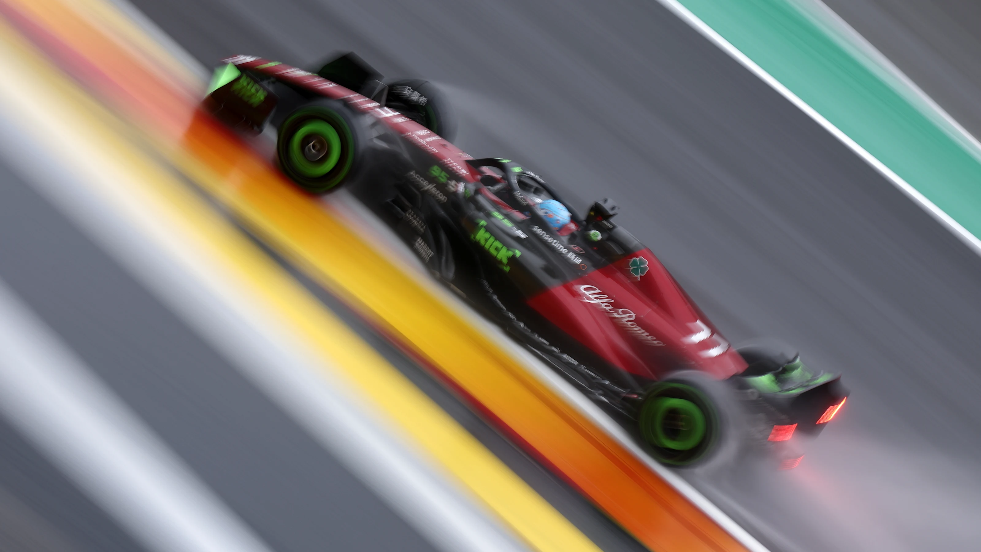 SPA, BELGIUM - JULY 28: Valtteri Bottas of Finland driving the (77) Alfa Romeo F1 C43 Ferrari on