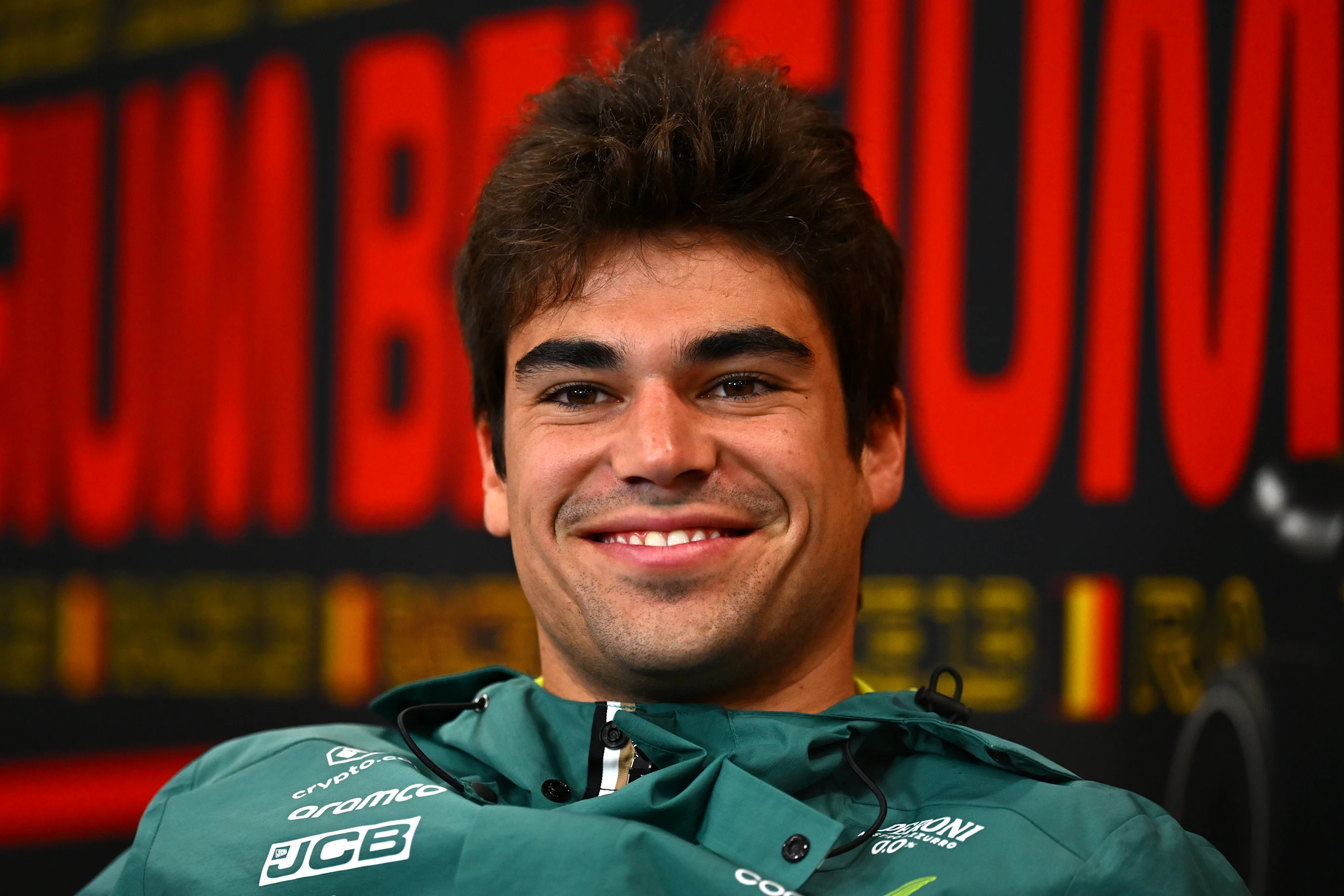 SPA, BELGIUM - JULY 27: Lance Stroll of Canada and Aston Martin F1 Team attends the Drivers Press