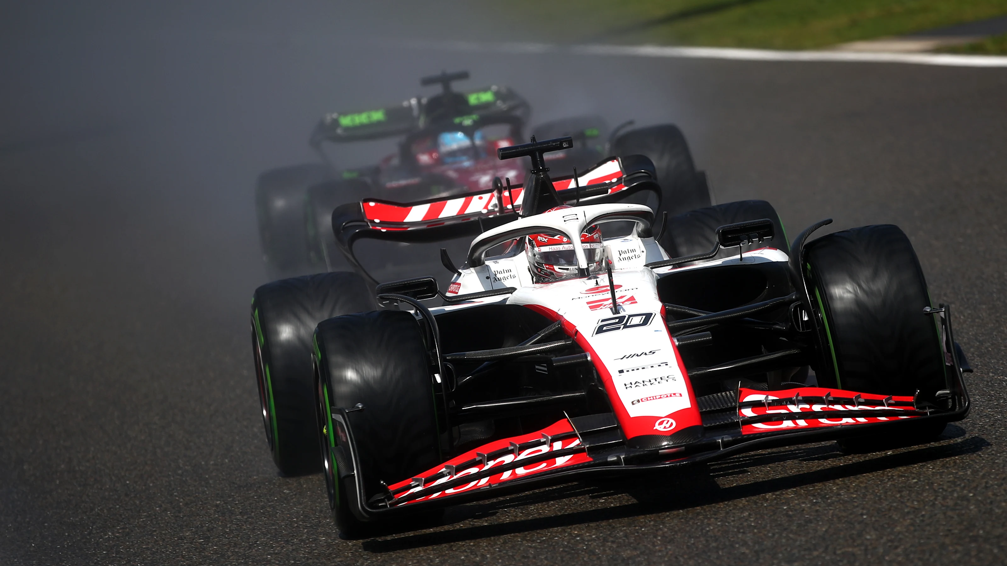SPA, BELGIUM - JULY 29: Kevin Magnussen of Denmark driving the (20) Haas F1 VF-23 Ferrari on track
