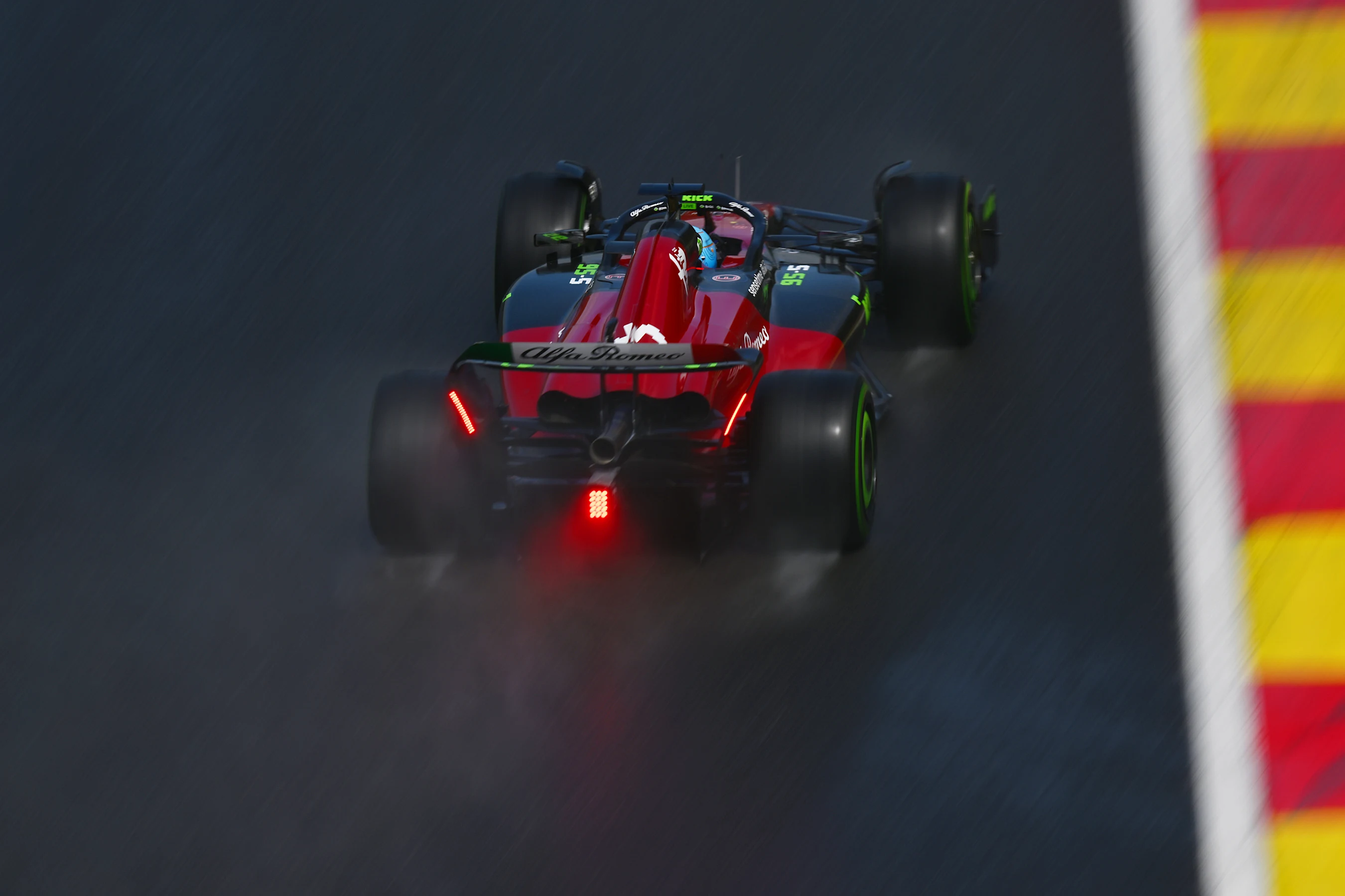 SPA, BELGIUM - JULY 29: Valtteri Bottas of Finland driving the (77) Alfa Romeo F1 C43 Ferrari on