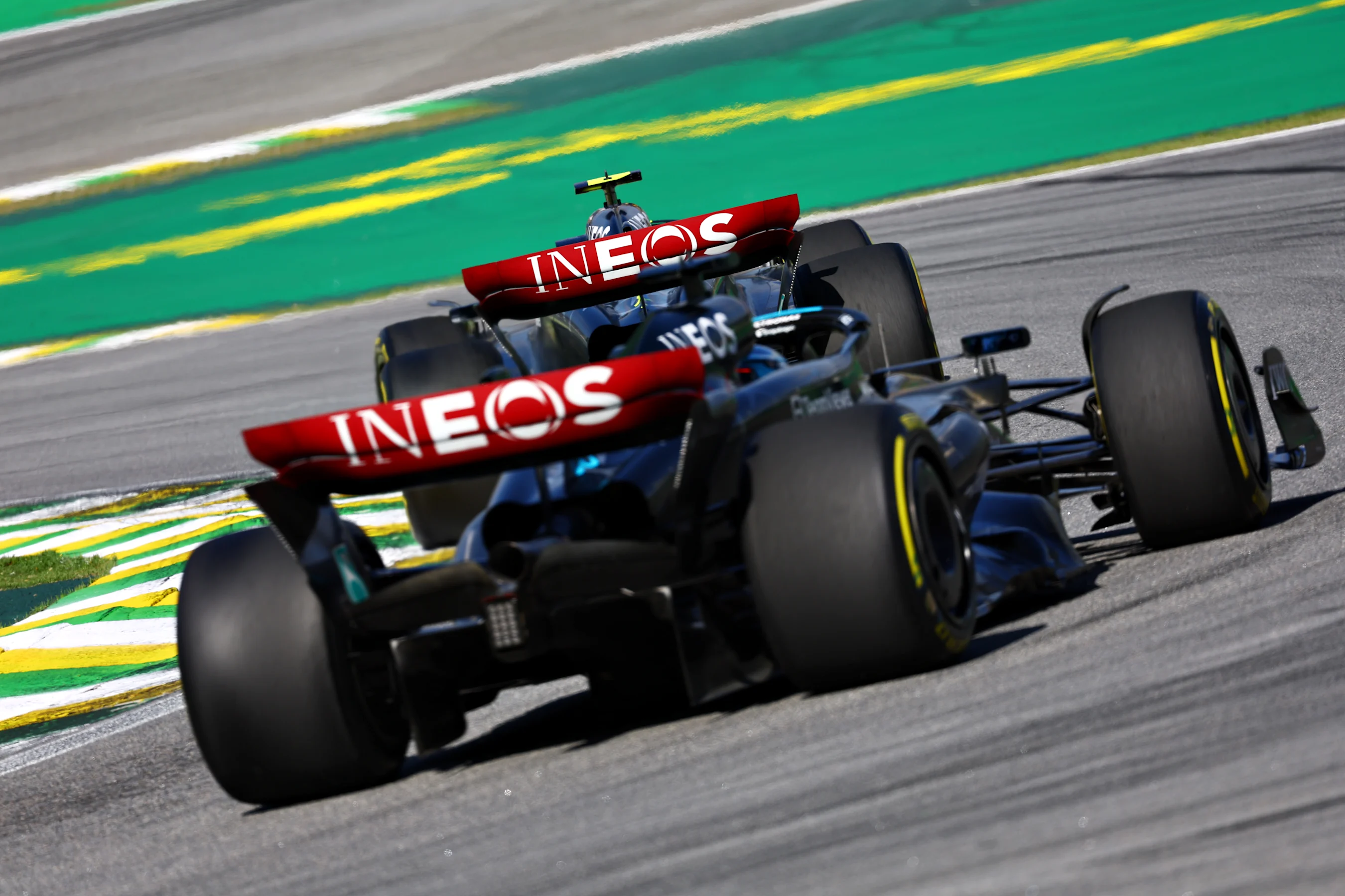 SAO PAULO, BRAZIL - NOVEMBER 05: Lewis Hamilton of Great Britain driving the (44) Mercedes AMG