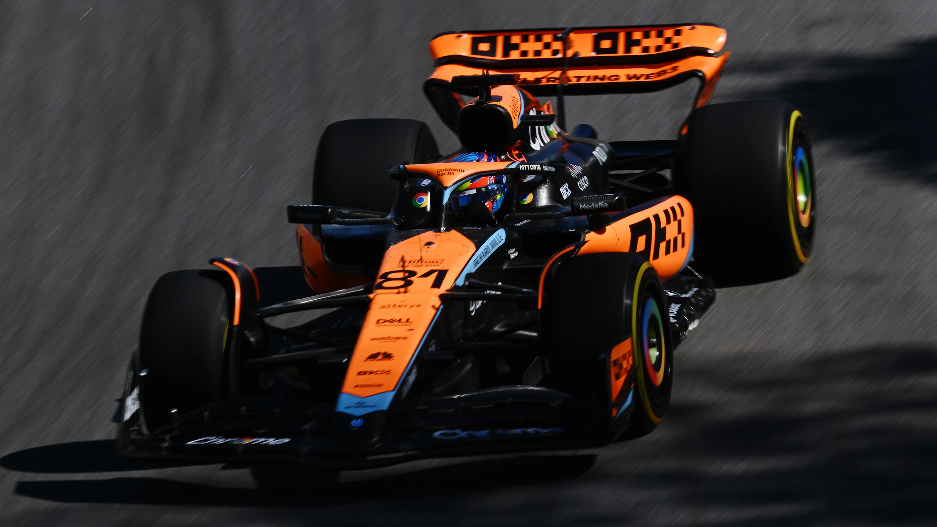 SAO PAULO, BRAZIL - NOVEMBER 05: Oscar Piastri of Australia driving the (81) McLaren MCL60 Mercedes