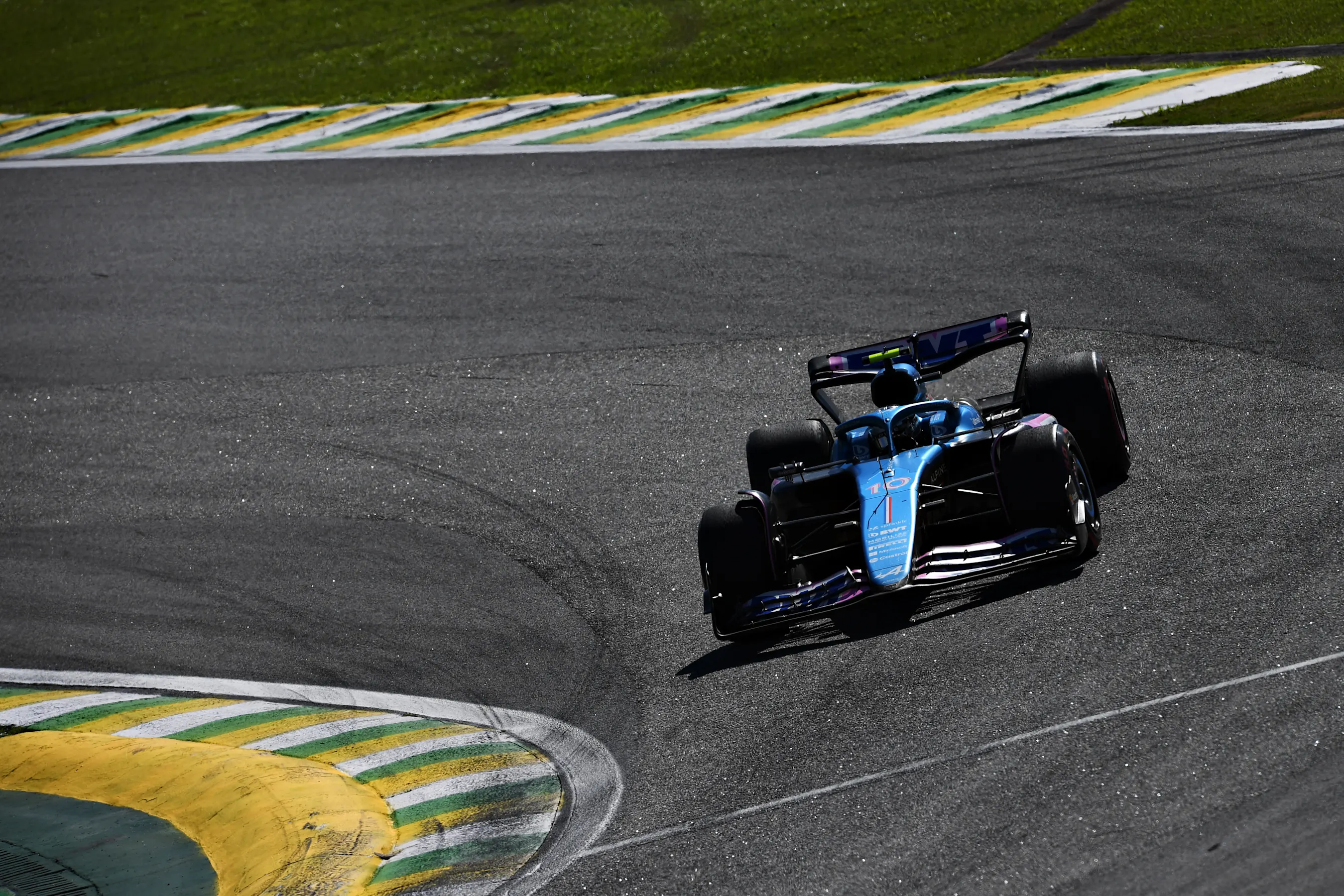 SAO PAULO, BRAZIL - NOVEMBER 05: Pierre Gasly of France driving the (10) Alpine F1 A523 Renault on